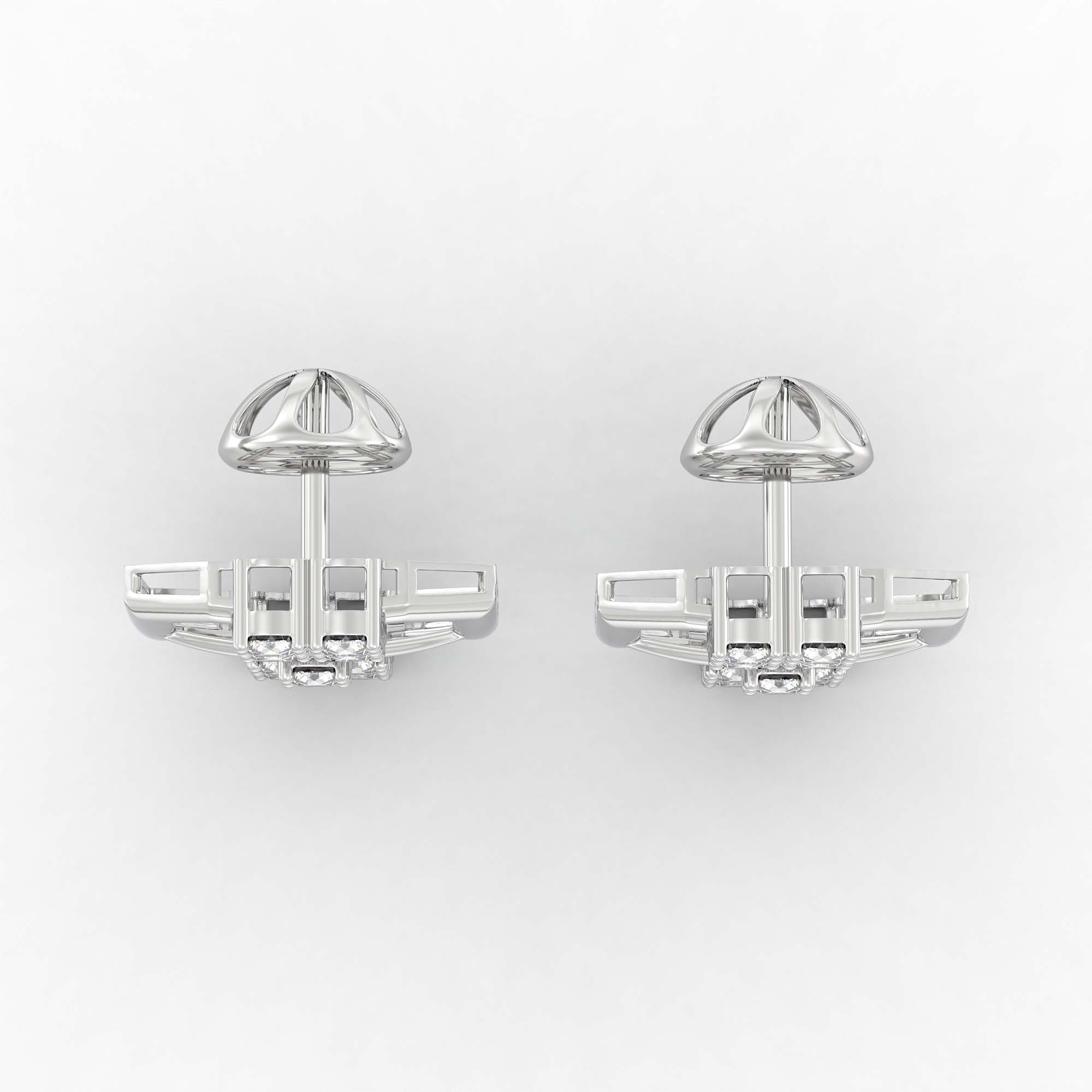 Lab-Grown Diamond Stud Earrings (Tops) in 18K White Gold – 1.62 Ct, 18 Diamonds, 4 g (Design K1-12) thumbnail