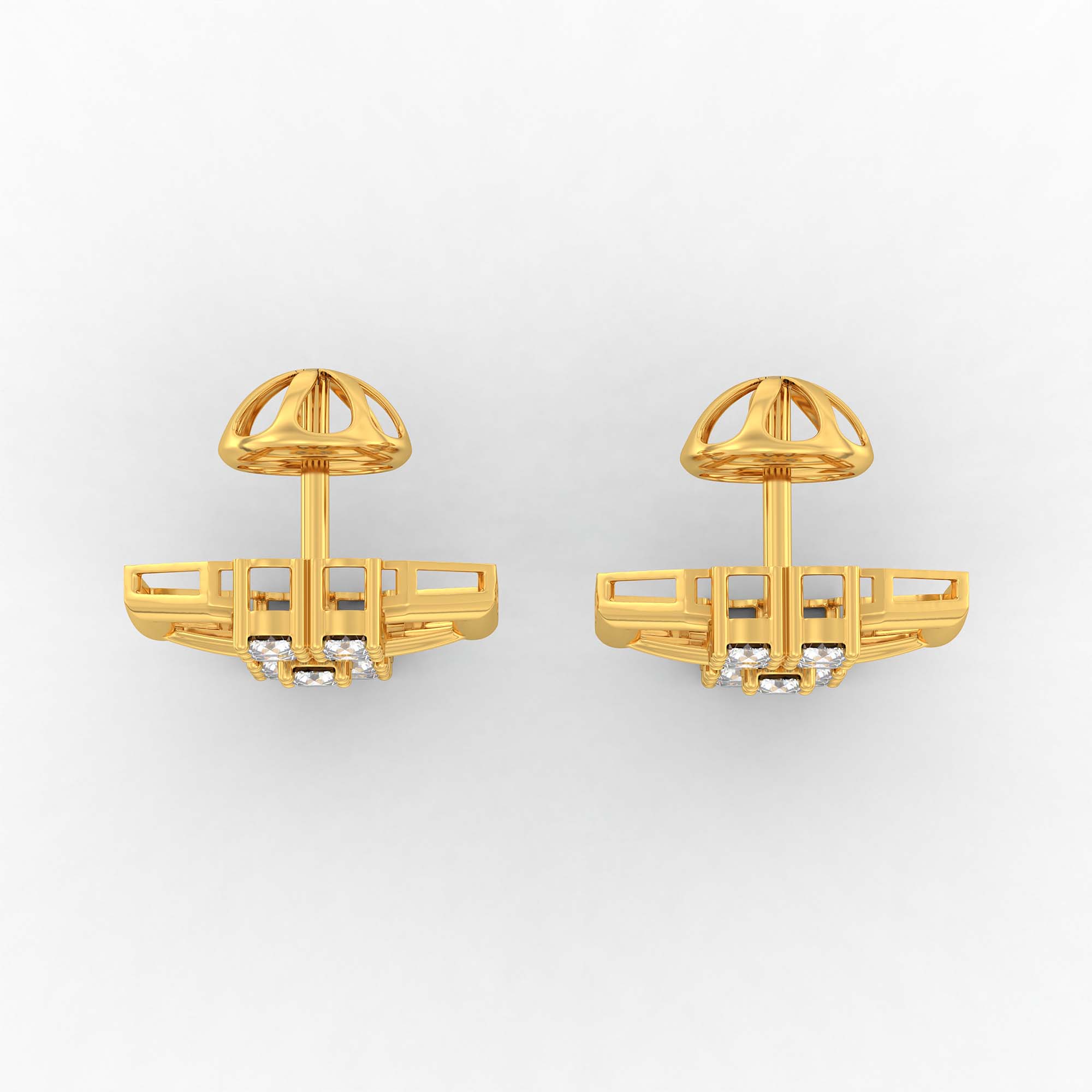 Lab-Grown Diamond Stud Earrings (Tops) in 22K Yellow Gold – 1.62 Ct, 18 Diamonds, 4 g (Design K1-12) thumbnail