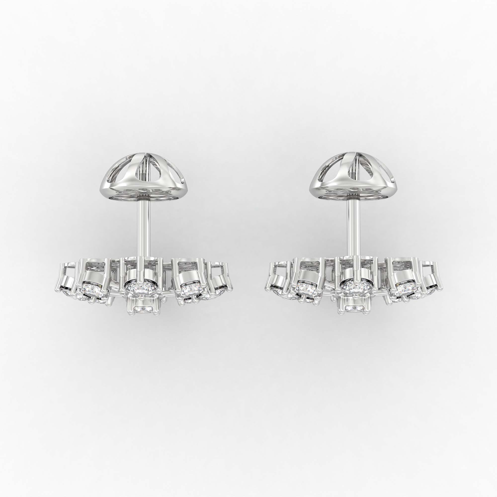 Lab-Grown Diamond Stud Earrings (Tops) in 18K White Gold – 1.62 Ct, 18 Diamonds, 4 g (Design K1-19) thumbnail