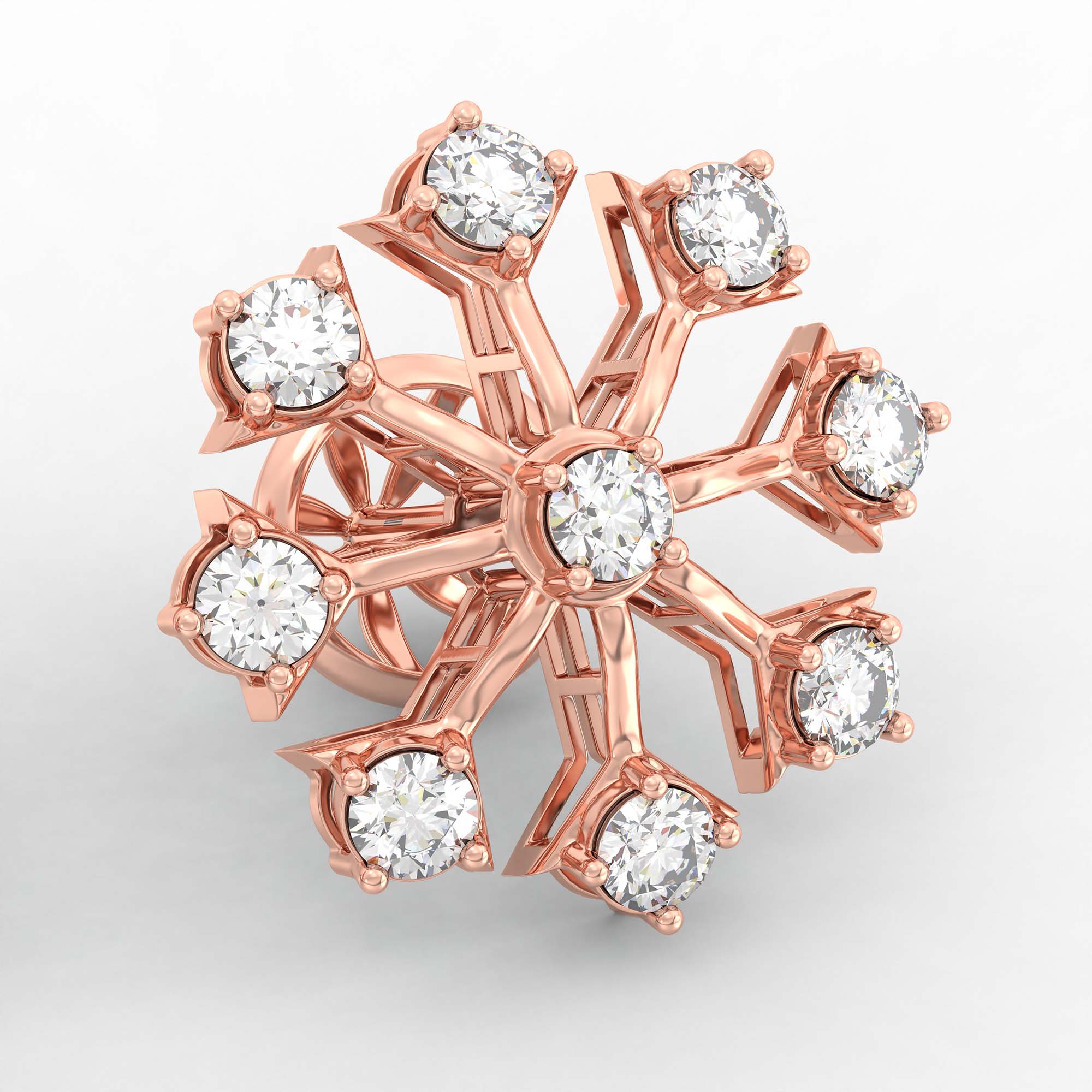 Lab-Grown Diamond Stud Earrings (Tops) in 18K Rose Gold – 1.62 Ct, 18 Diamonds, 4 g (Design K1-24) thumbnail