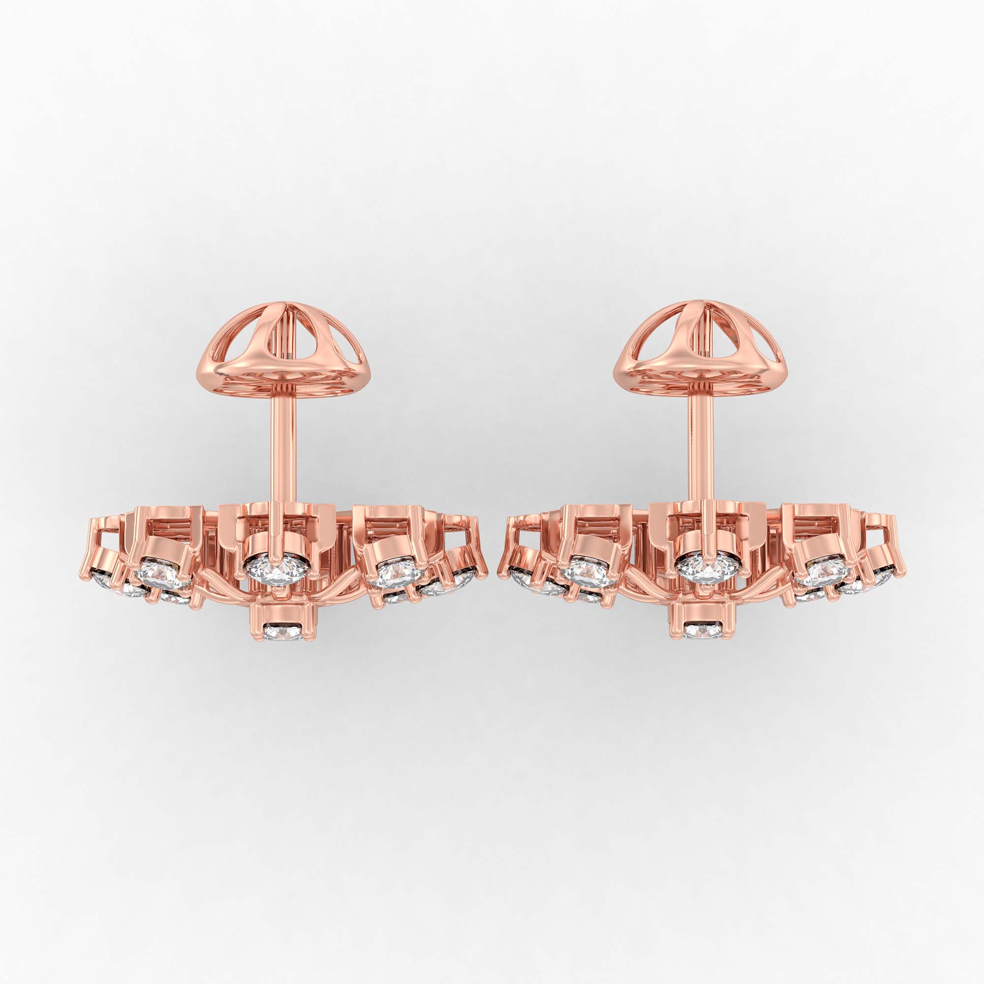 Lab-Grown Diamond Stud Earrings (Tops) in 18K Rose Gold – 1.62 Ct, 18 Diamonds, 4 g (Design K1-24) thumbnail