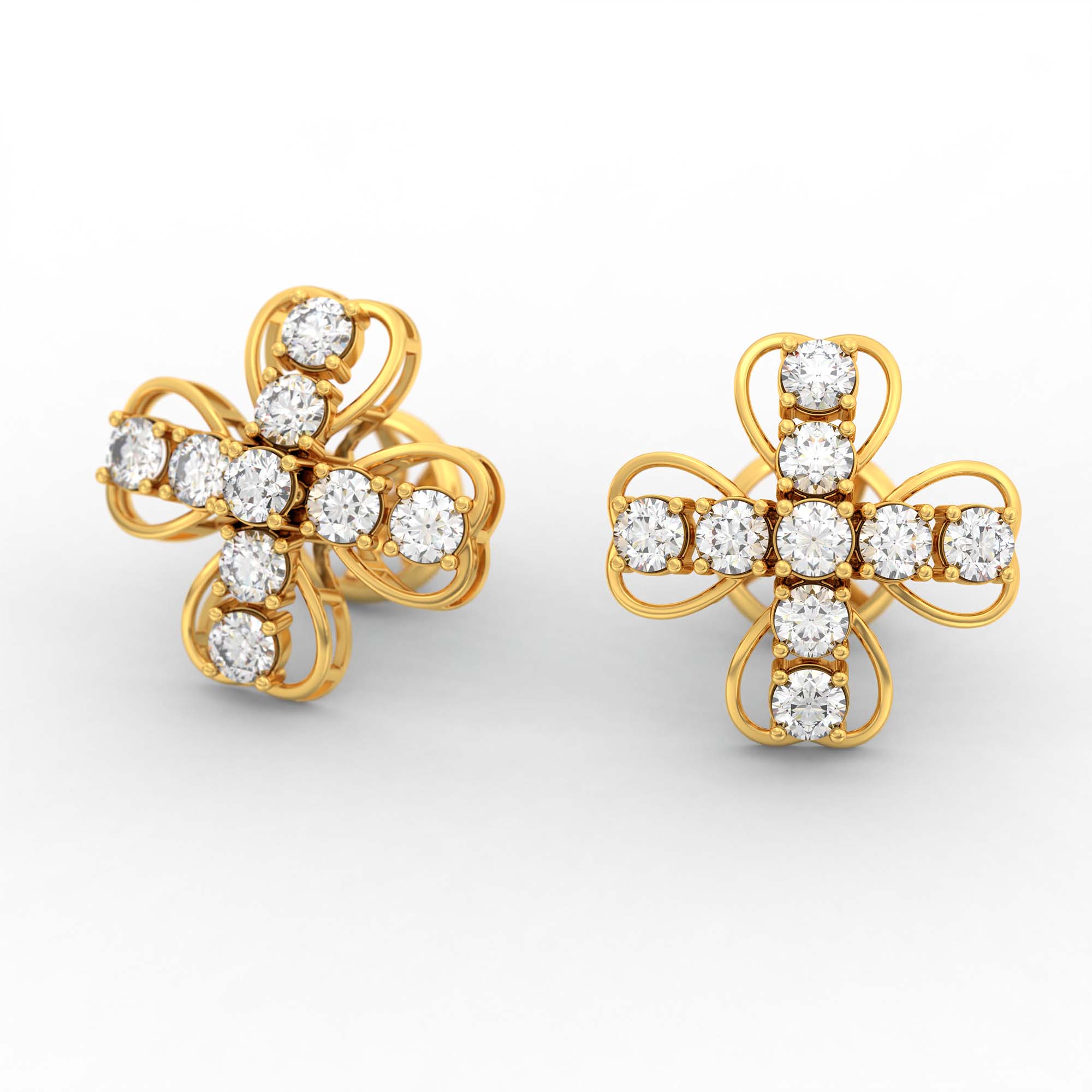 Tops Earring in 22K Yellow Gold with Lab grown diamond thumbnail