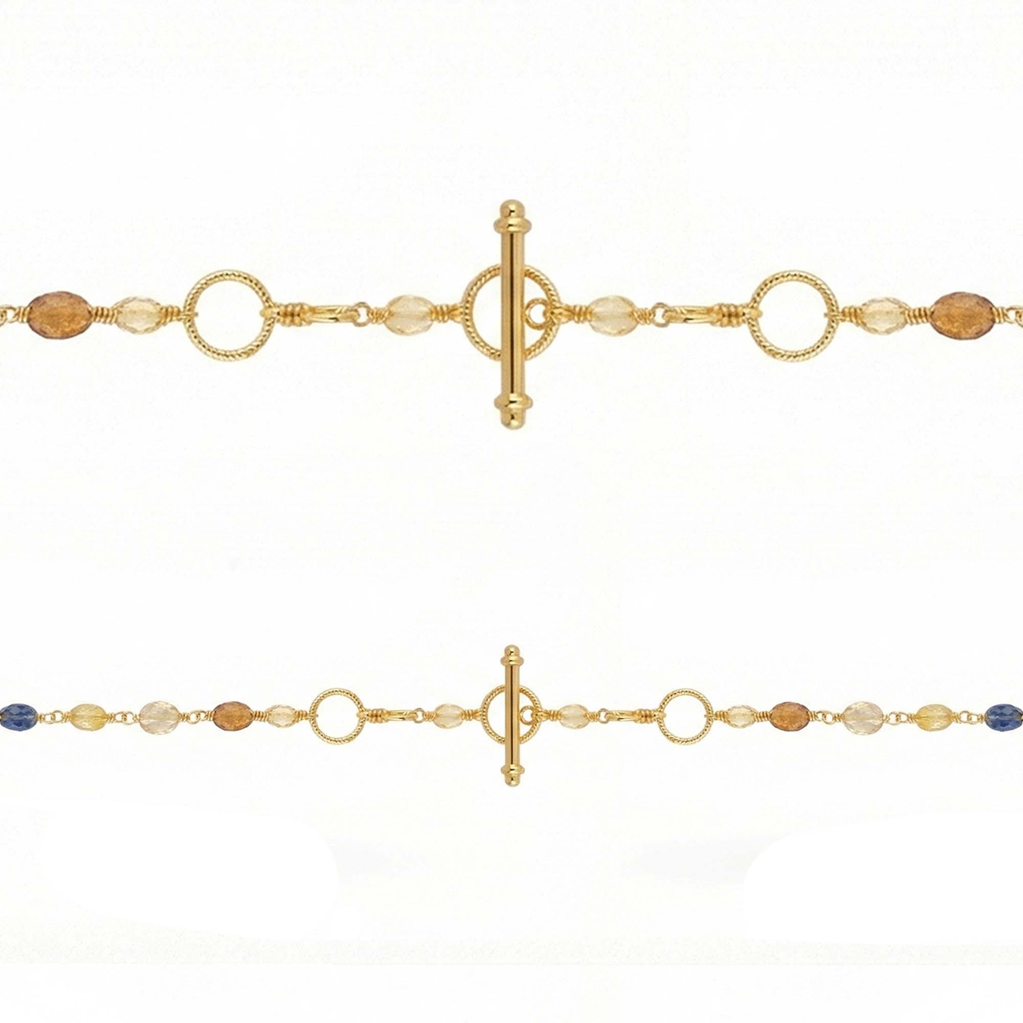 Navratna (Navaratna) Necklace D06 in 18K Yellow Gold with Natural Uncut Diamonds thumbnail