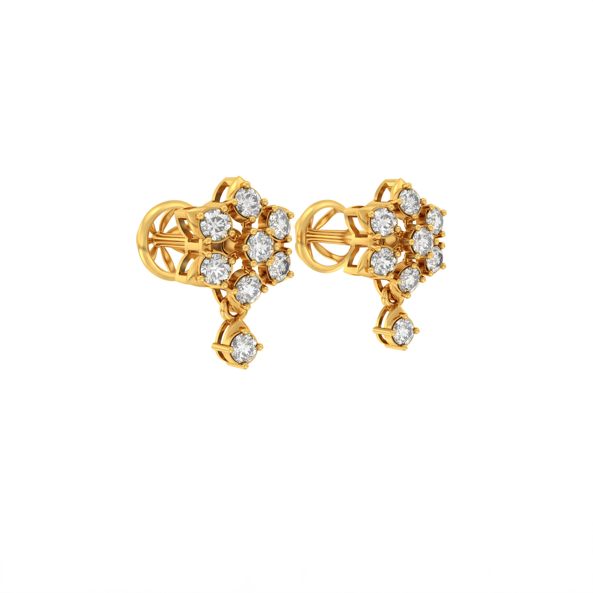 Lab-Grown Diamond Necklace and Earring Set in 22K Yellow Gold – 2.61 Ct, 99 Diamonds thumbnail