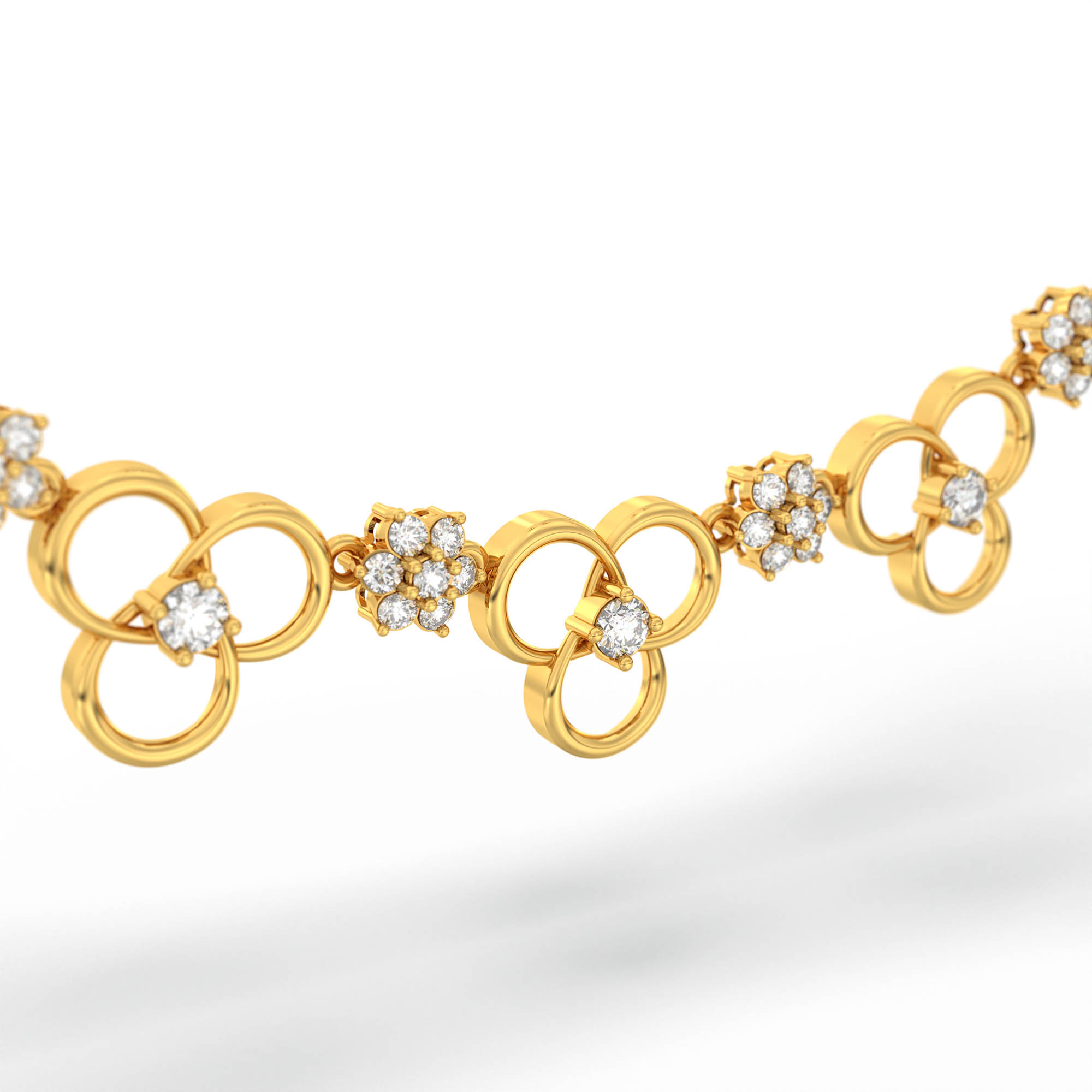 Lab-Grown Diamond Necklace and Earring Set in 22K Yellow Gold – 4 Ct, 111 Diamonds thumbnail