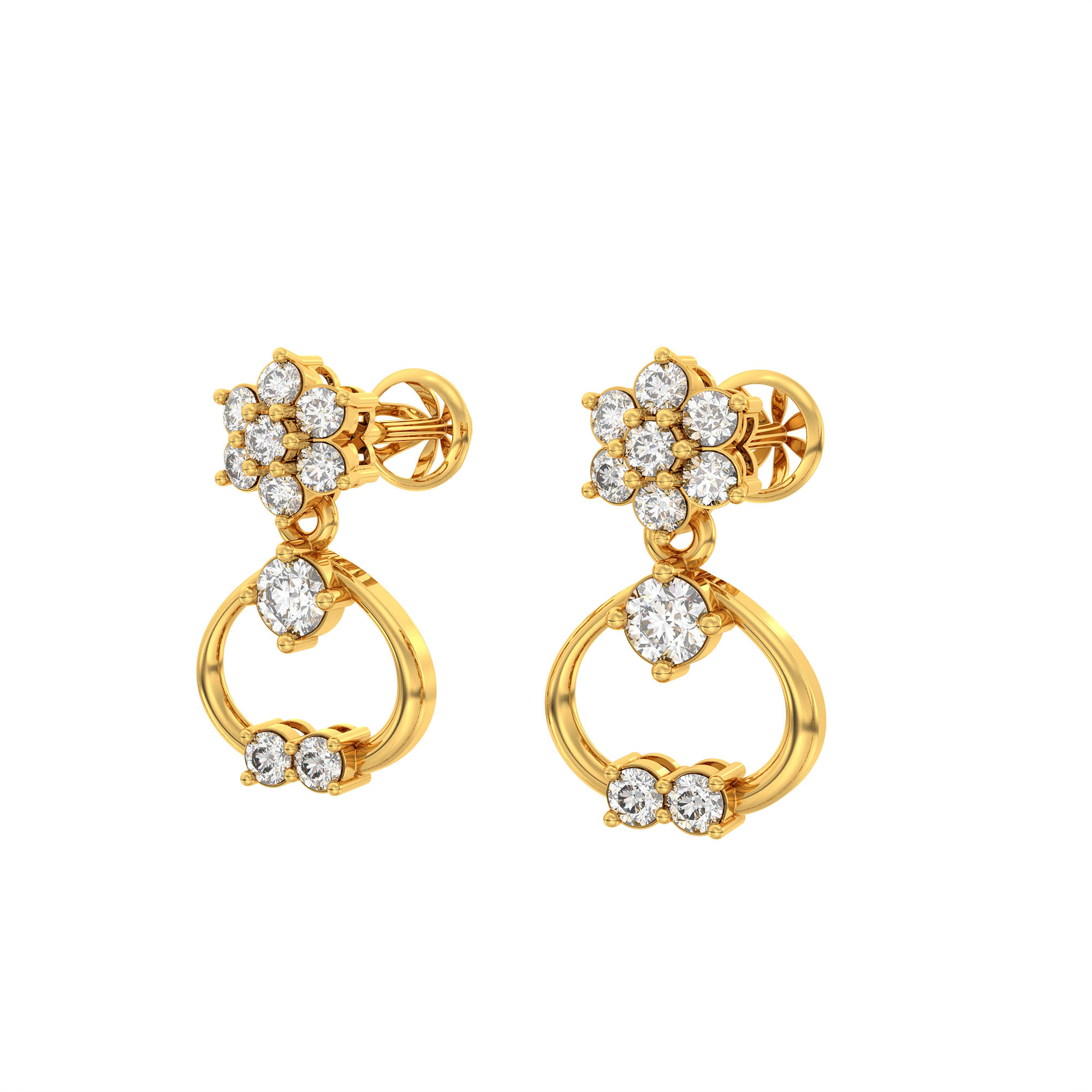 Lab-Grown Diamond Necklace and Earring Set in 22K Yellow Gold – 4 Ct, 111 Diamonds thumbnail