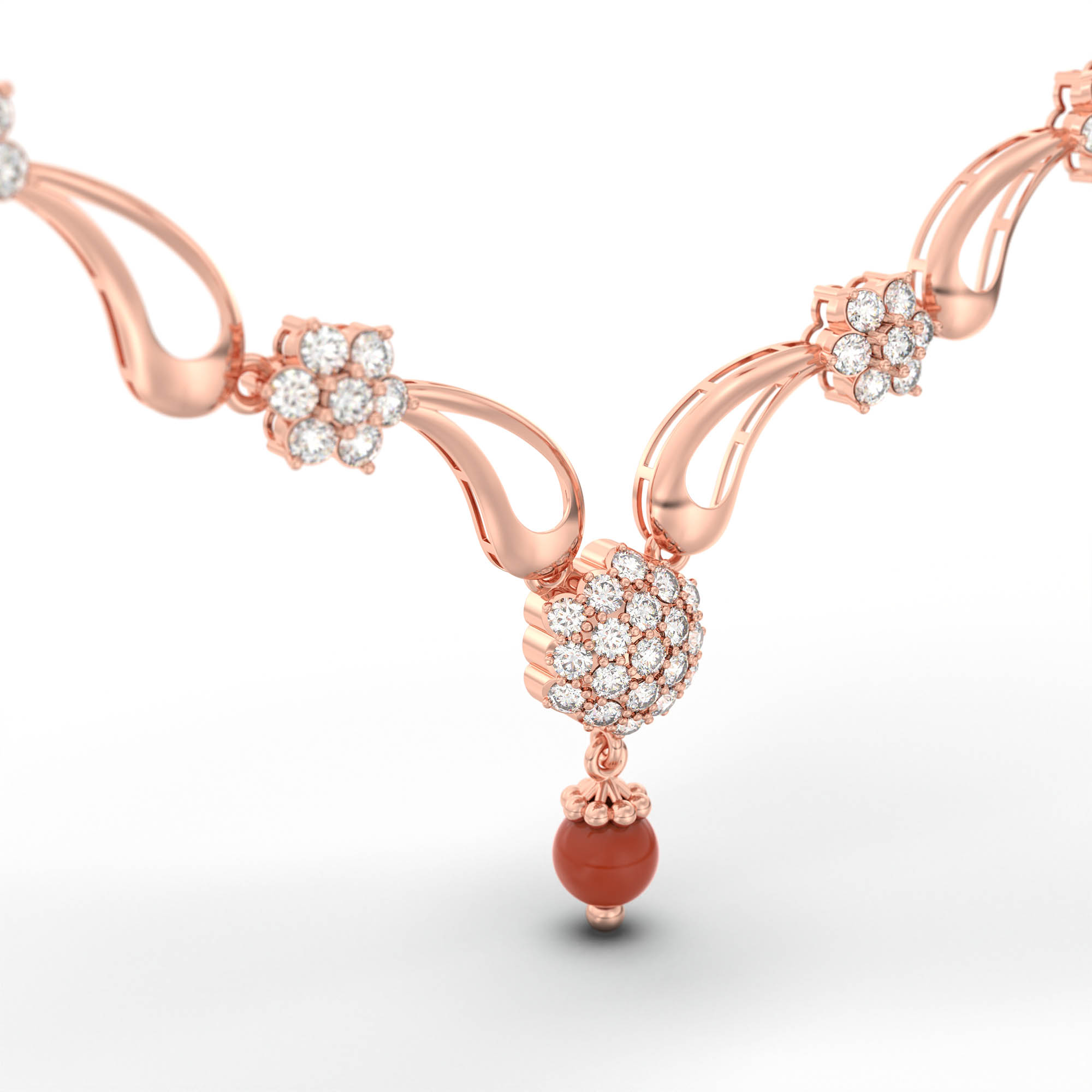 Lab-Grown Diamond Necklace and Earring Set in 18K Rose Gold – 3.07 Ct, 91 Diamonds thumbnail