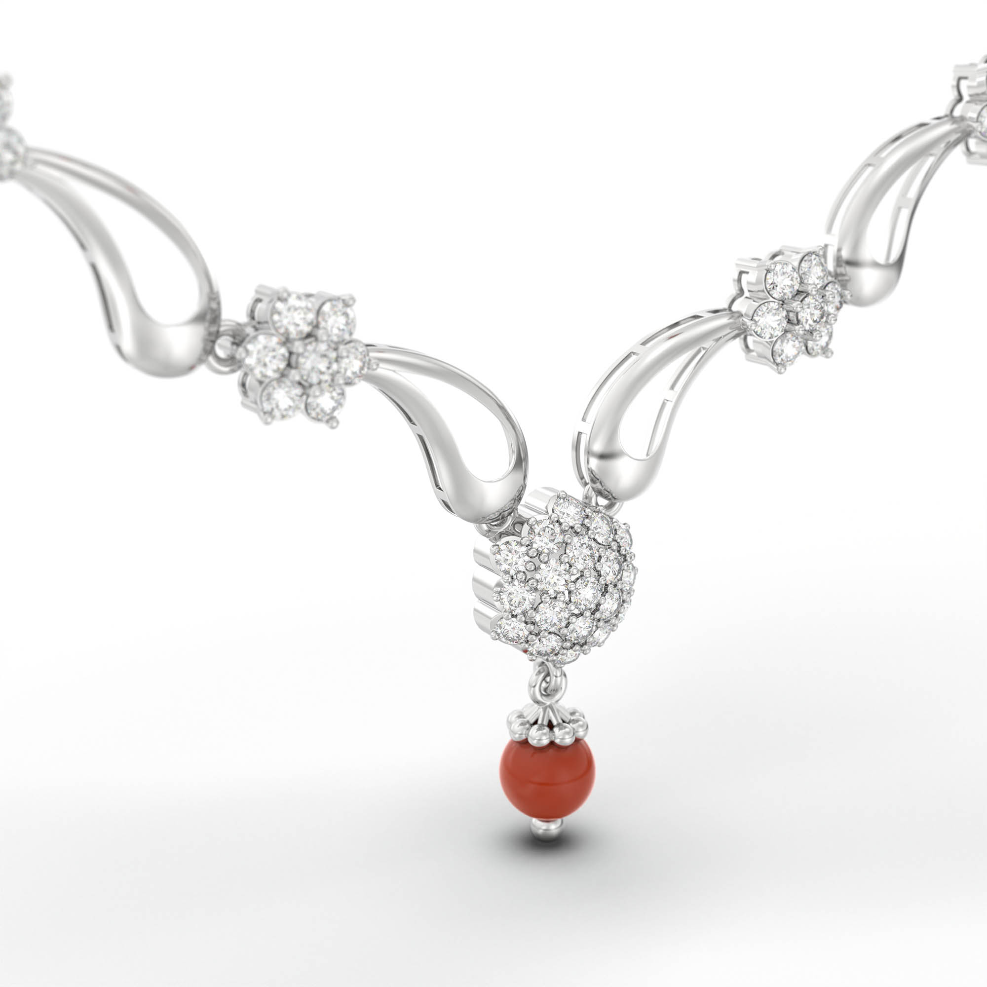 Lab-Grown Diamond Necklace and Earring Set in 18K White Gold – 3.07 Ct, 91 Diamonds thumbnail