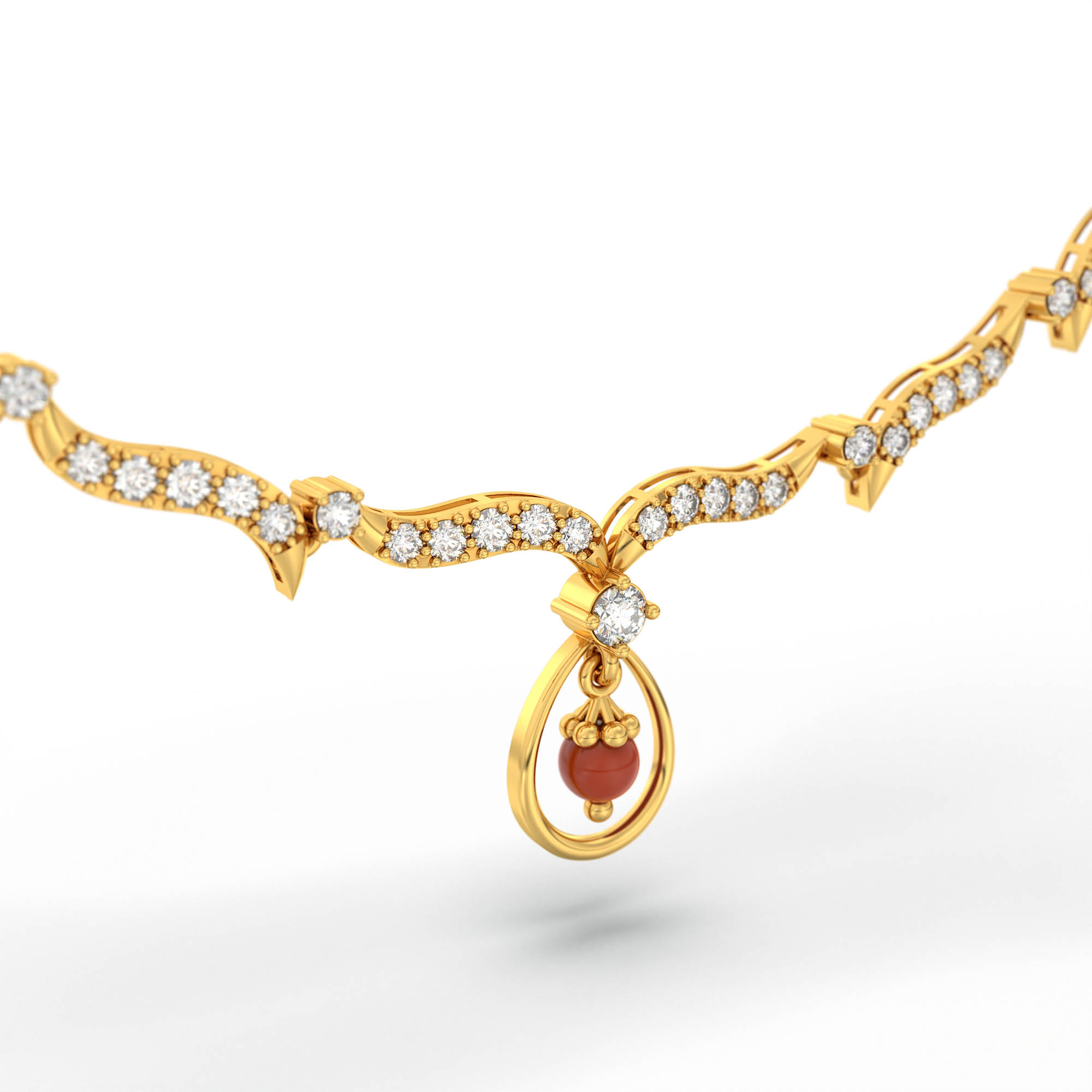 Lab-Grown Diamond Necklace and Earring Set in 22K Yellow Gold – 3.28 Ct, 101 Diamonds thumbnail
