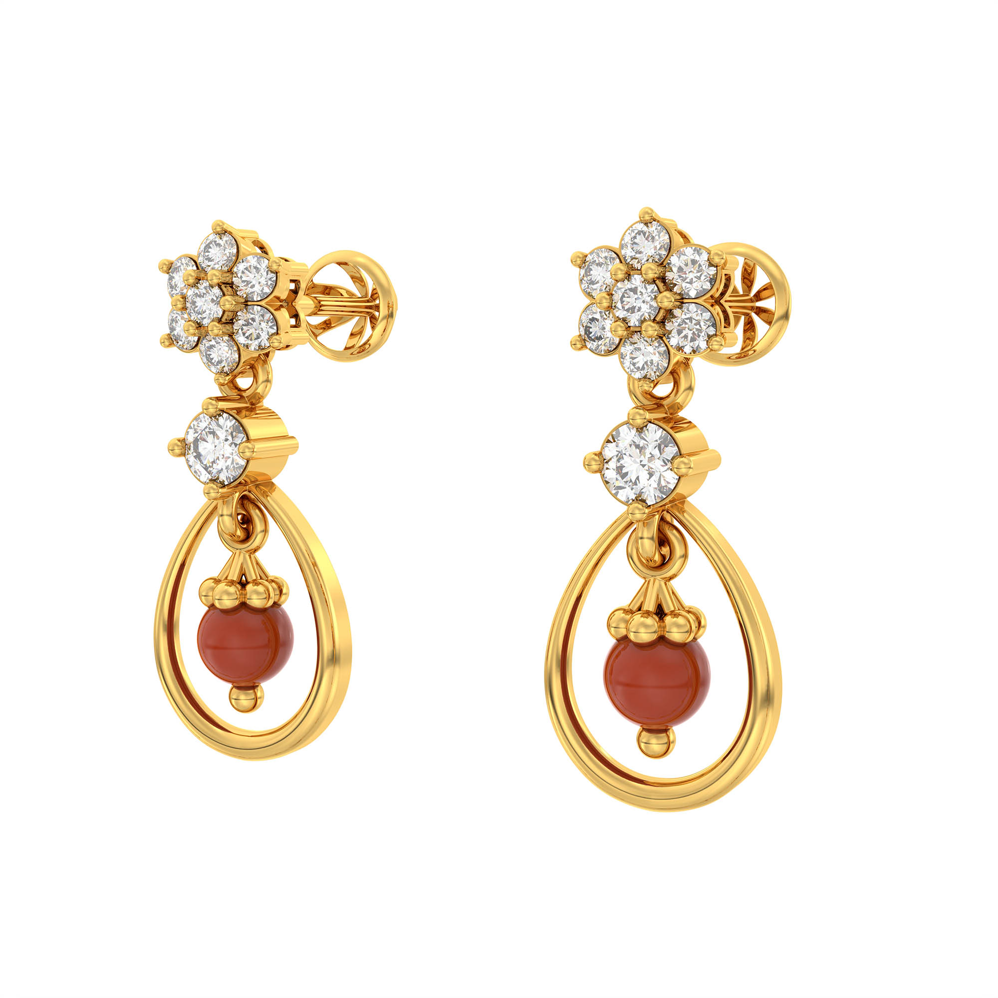 Lab-Grown Diamond Necklace and Earring Set in 22K Yellow Gold – 3.28 Ct, 101 Diamonds thumbnail