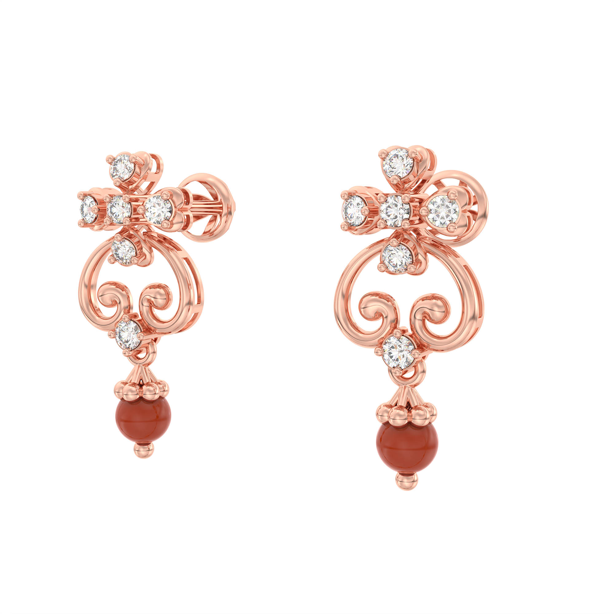 Lab grown Diamond Necklace with earring set in 18K Rose Gold thumbnail