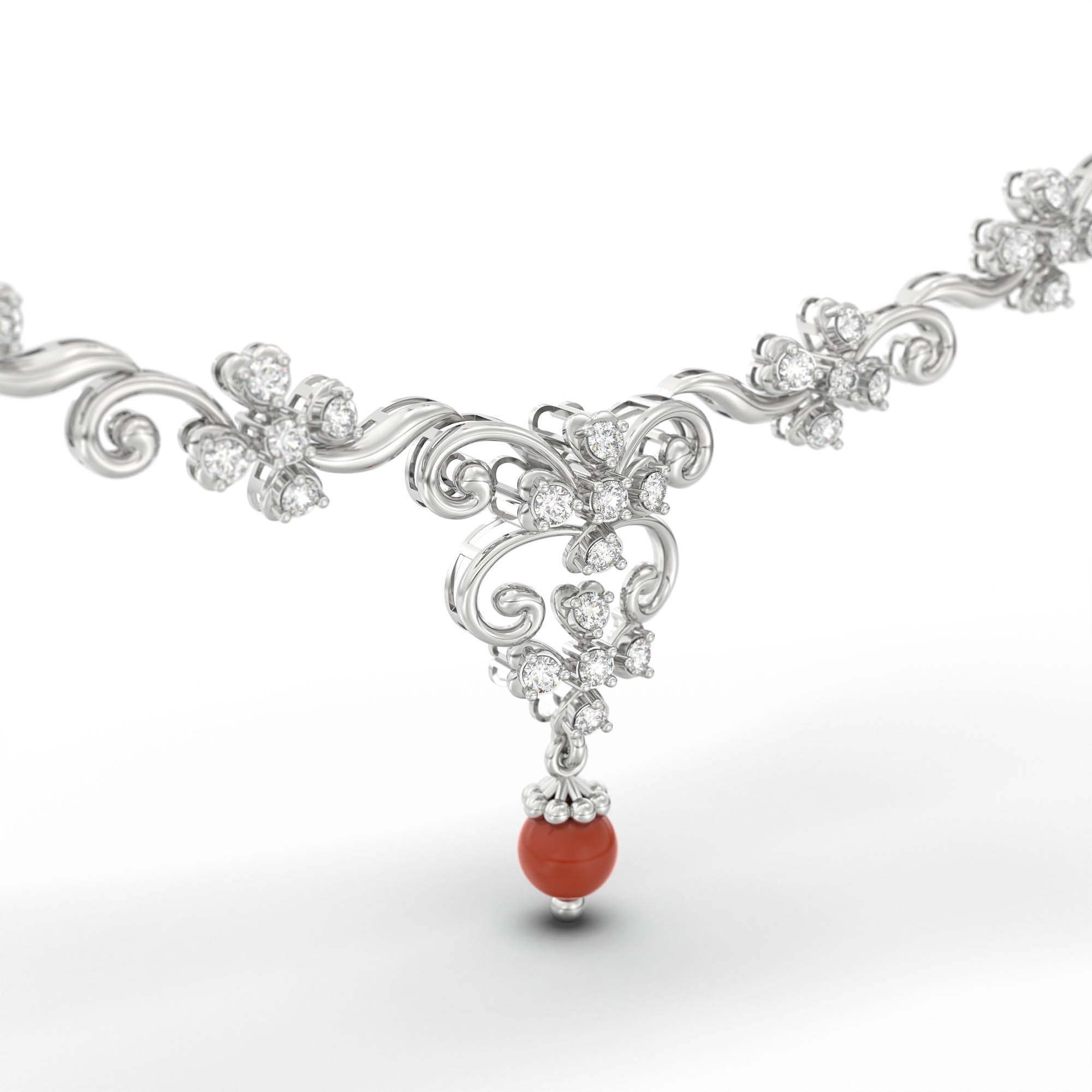 Lab-Grown Diamond Necklace and Earring Set in 18K White Gold – 1.58 Ct, 58 Diamonds thumbnail