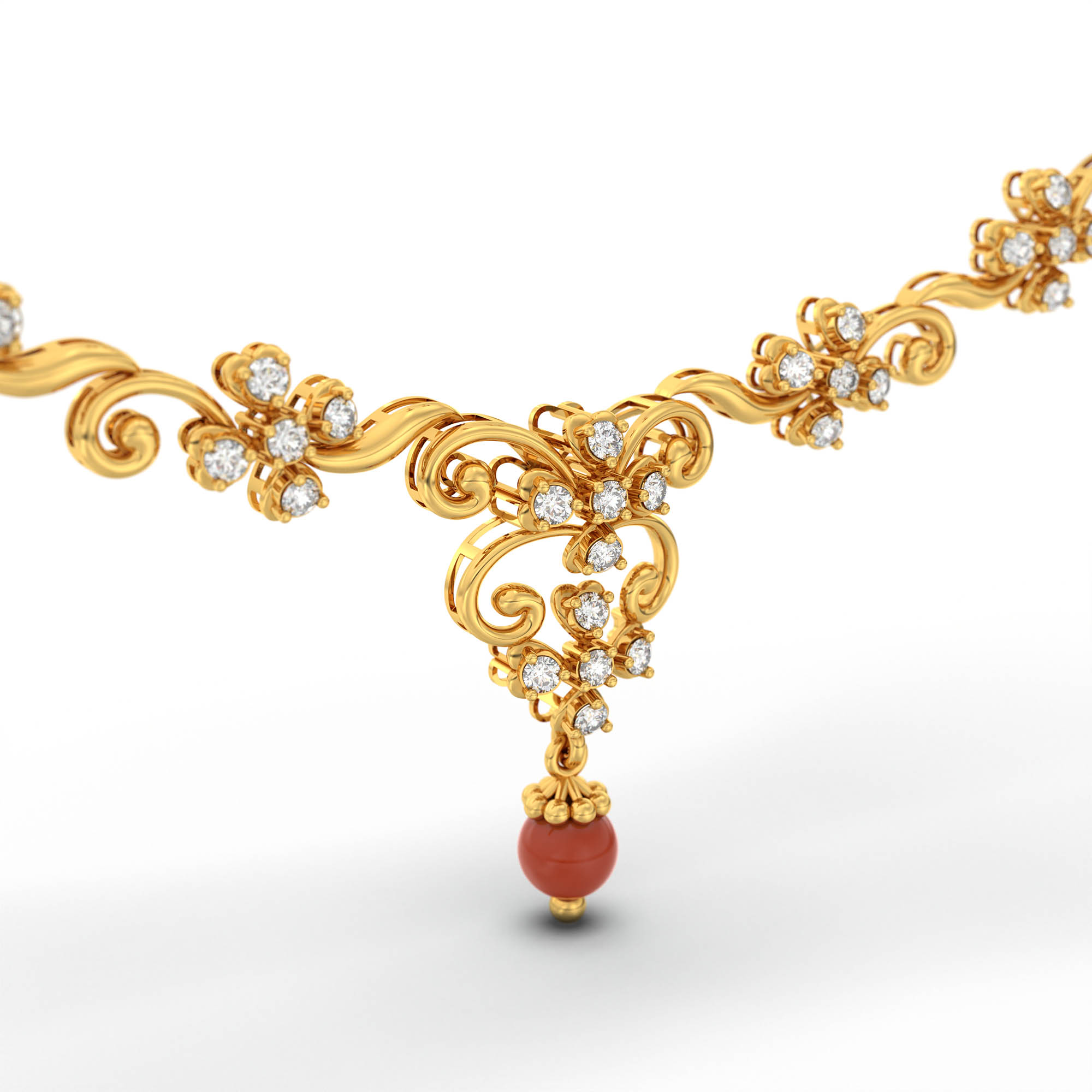 Lab-Grown Diamond Necklace and Earring Set in 22K Yellow Gold – 1.58 Ct, 58 Diamonds thumbnail