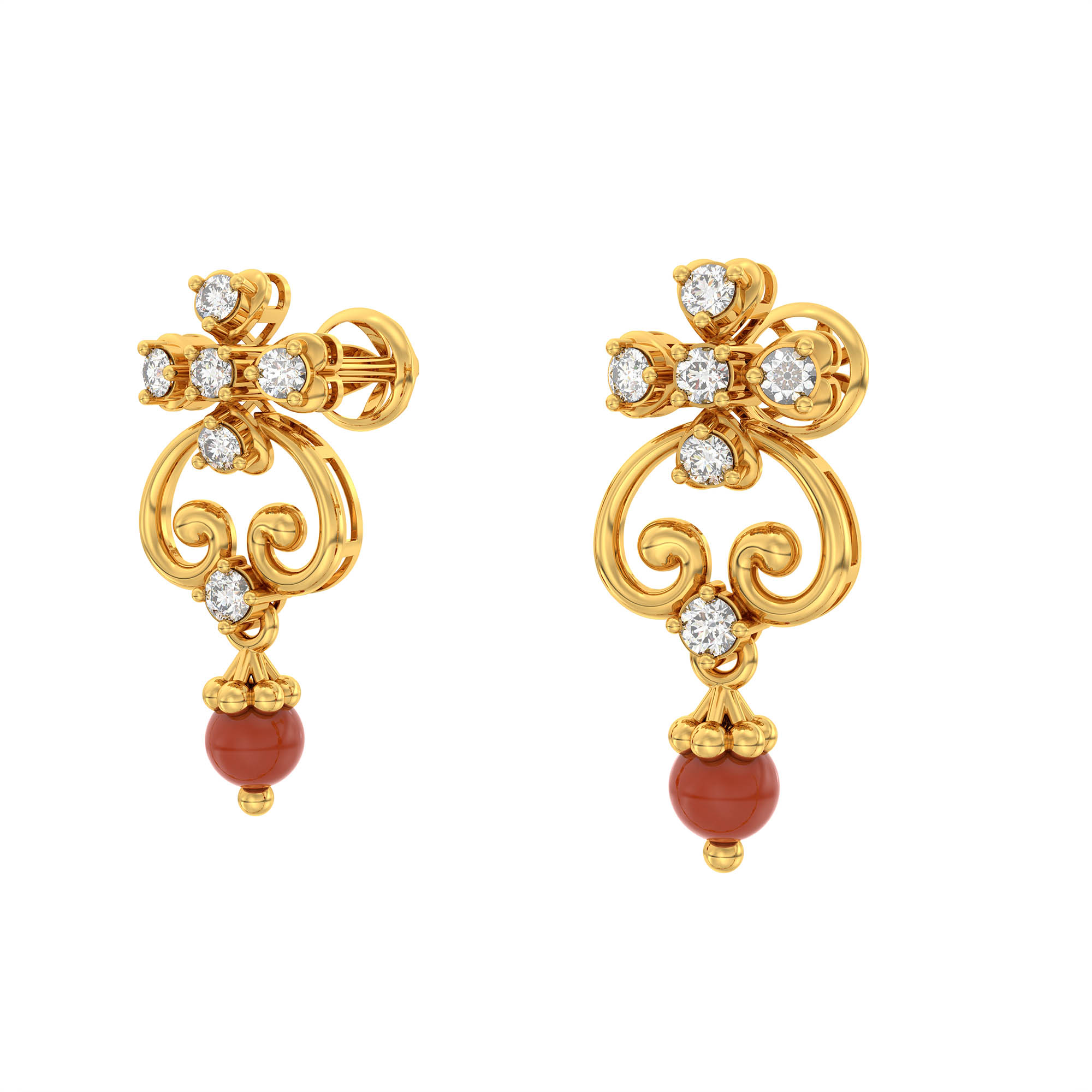 Lab-Grown Diamond Necklace and Earring Set in 22K Yellow Gold – 1.58 Ct, 58 Diamonds thumbnail
