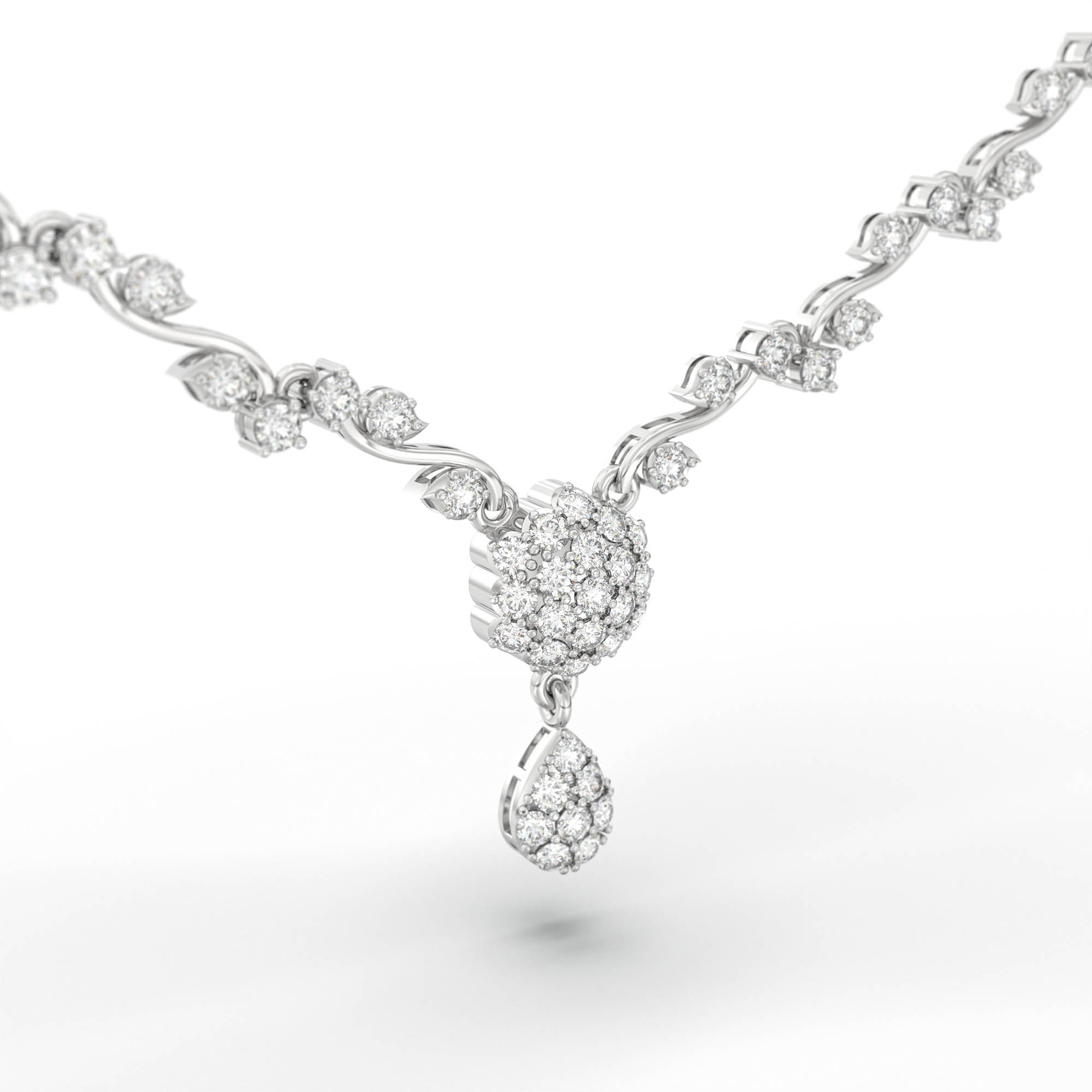 Lab-Grown Diamond Necklace and Earring Set in 18K White Gold – 4.78 Ct, 151 Diamonds thumbnail