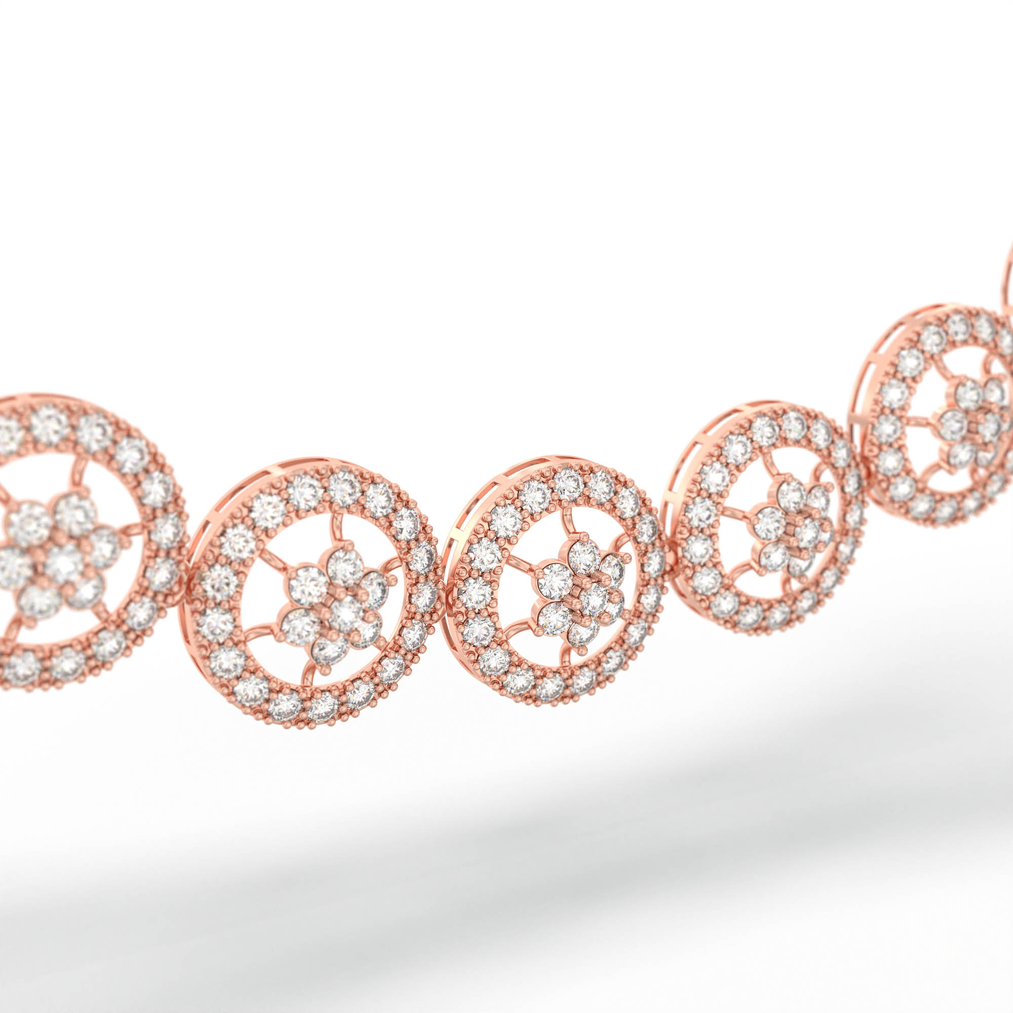 Lab-Grown Diamond Necklace and Earring Set in 18K Rose Gold – 9.25 Ct, 324 Diamonds thumbnail