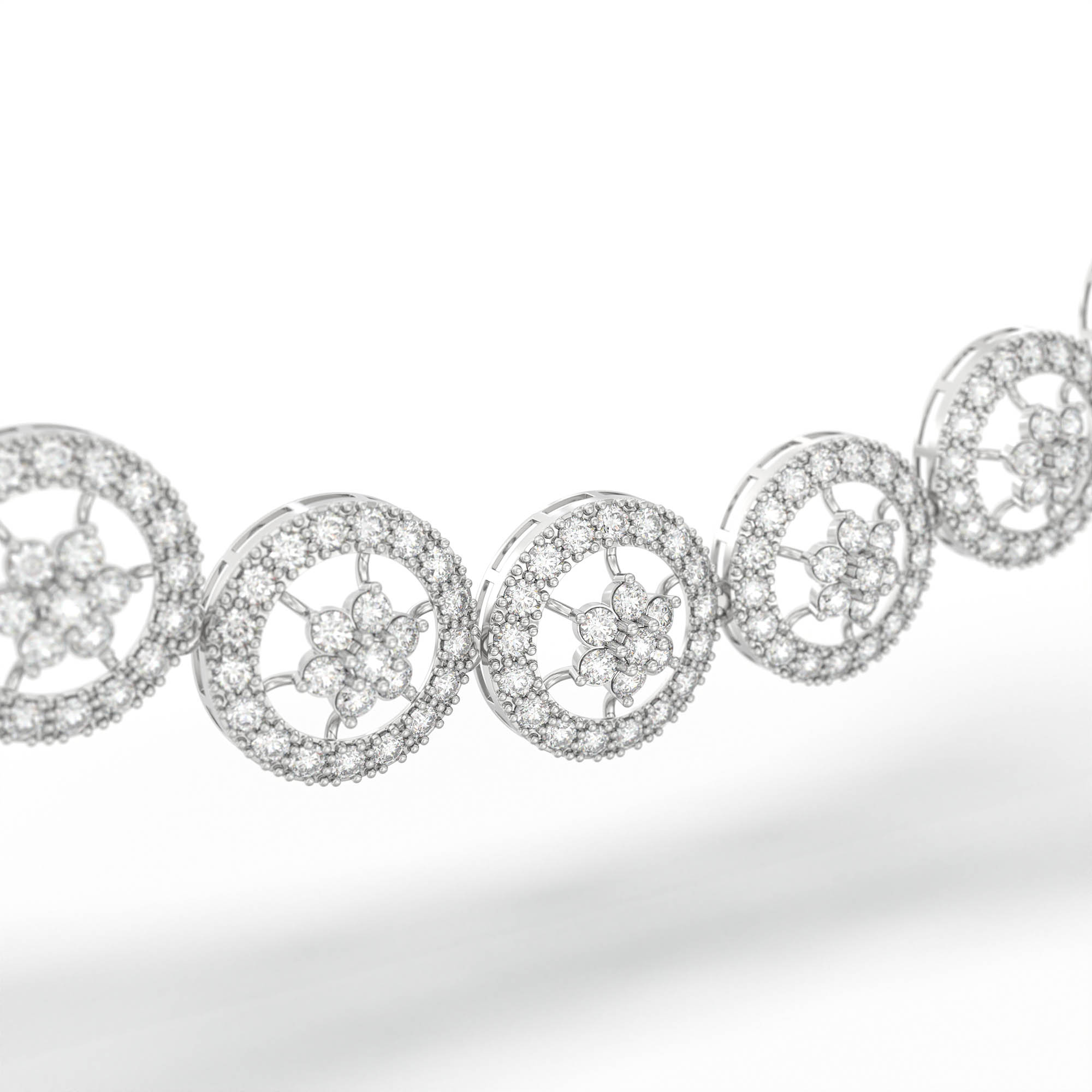 Lab-Grown Diamond Necklace and Earring Set in 18K White Gold – 9.25 Ct, 324 Diamonds thumbnail