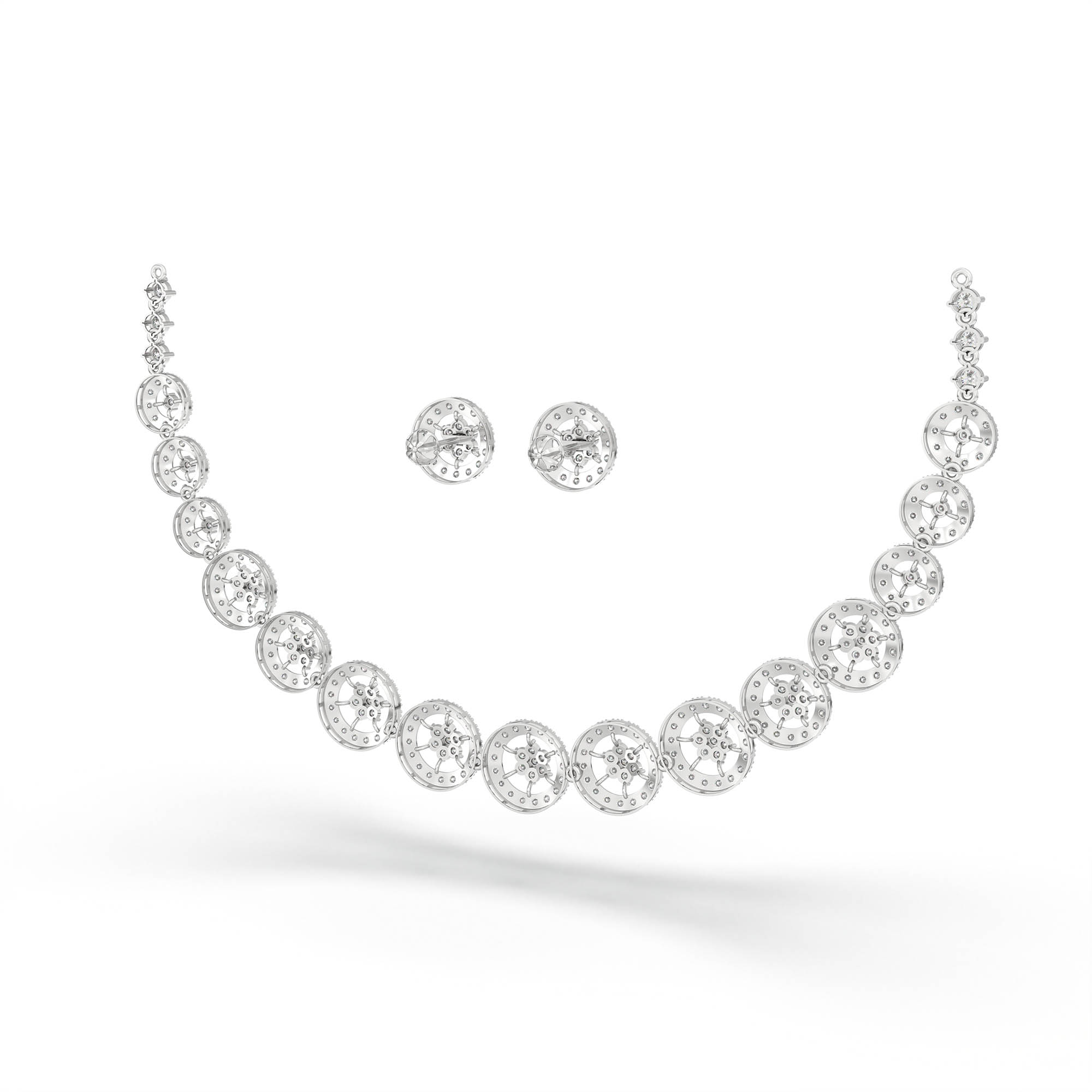 Lab-Grown Diamond Necklace and Earring Set in 18K White Gold – 9.25 Ct, 324 Diamonds thumbnail