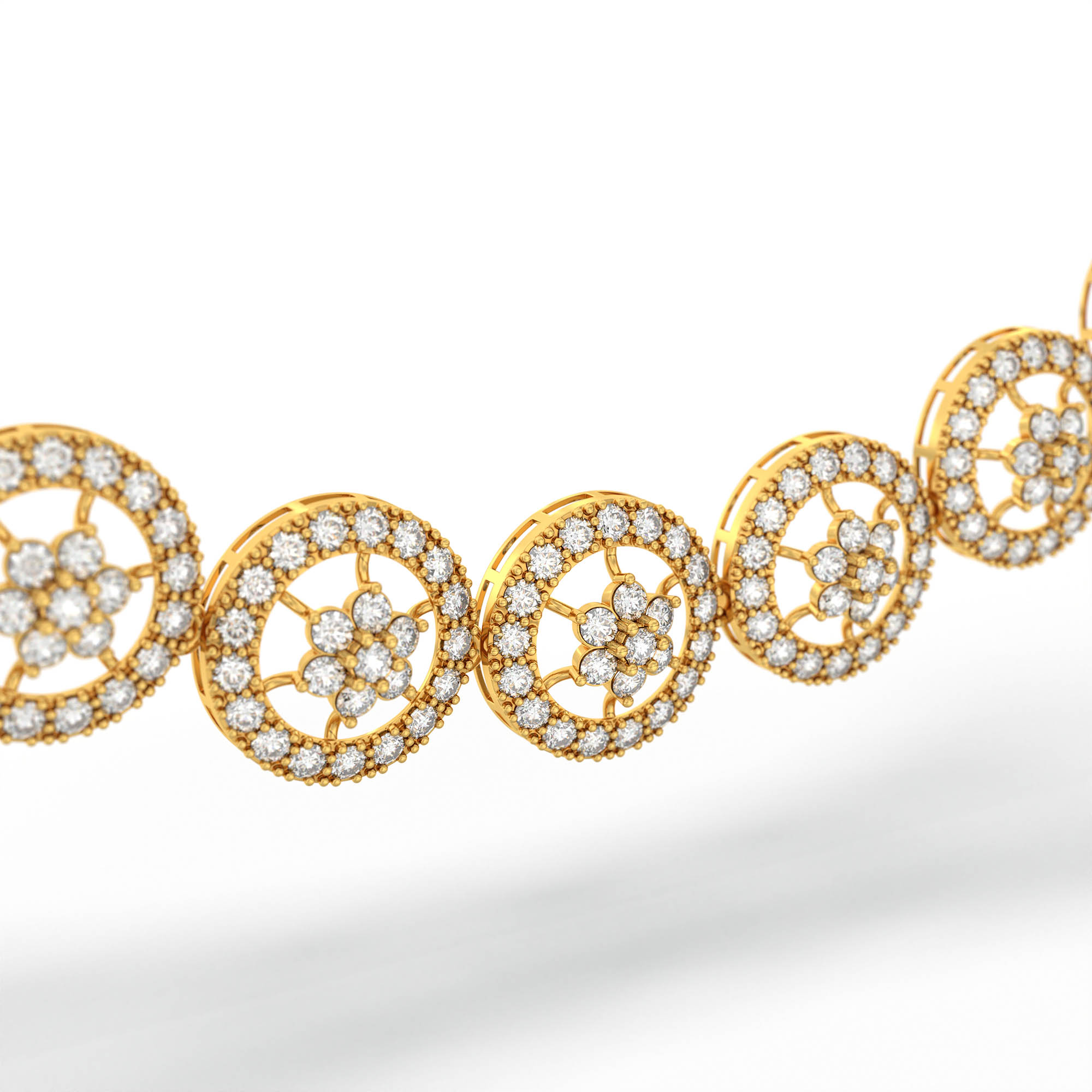 Lab-Grown Diamond Necklace and Earring Set in 22K Yellow Gold – 9.25 Ct, 324 Diamonds thumbnail