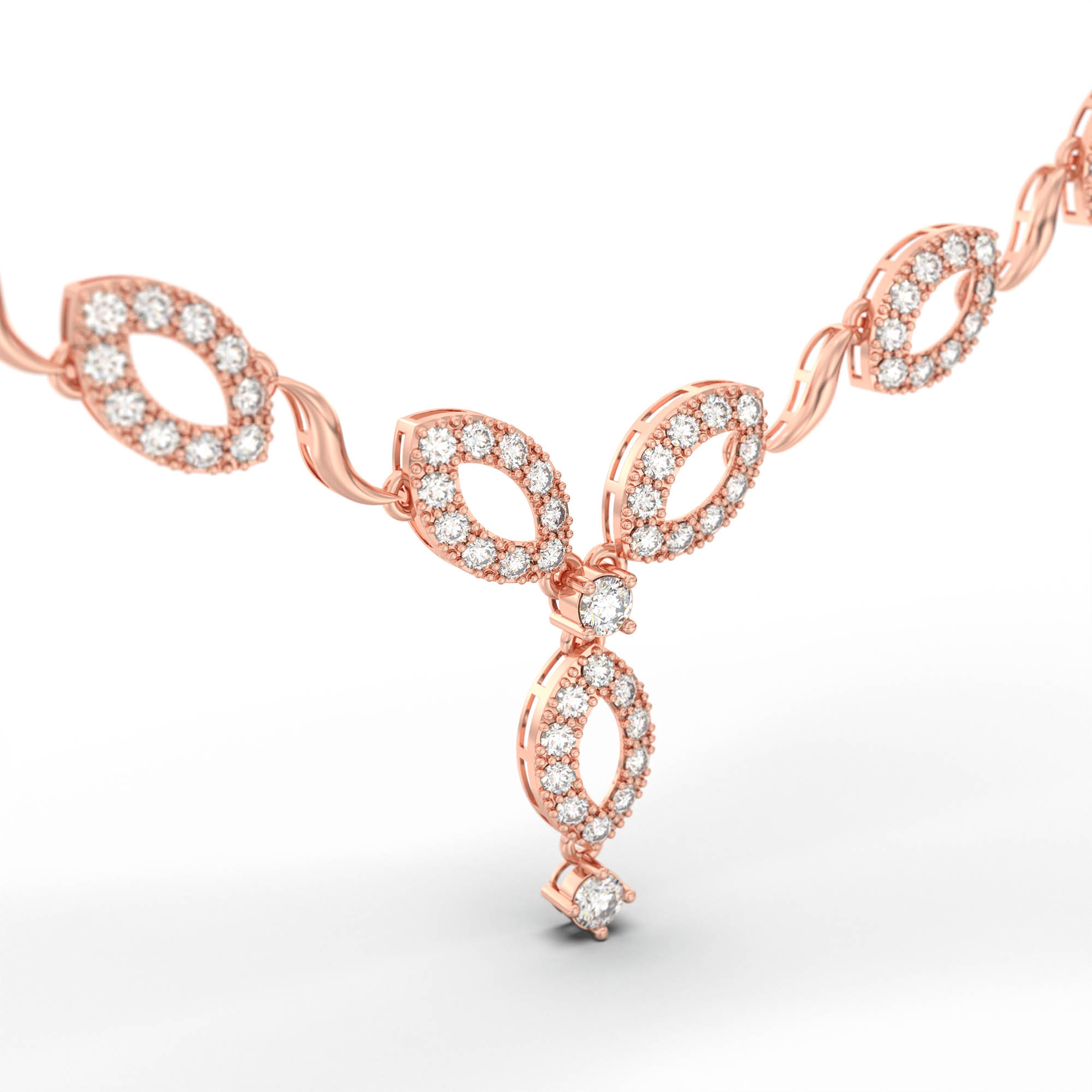 Lab-Grown Diamond Necklace and Earring Set in 18K Rose Gold – 5.19 Ct, 186 Diamonds thumbnail