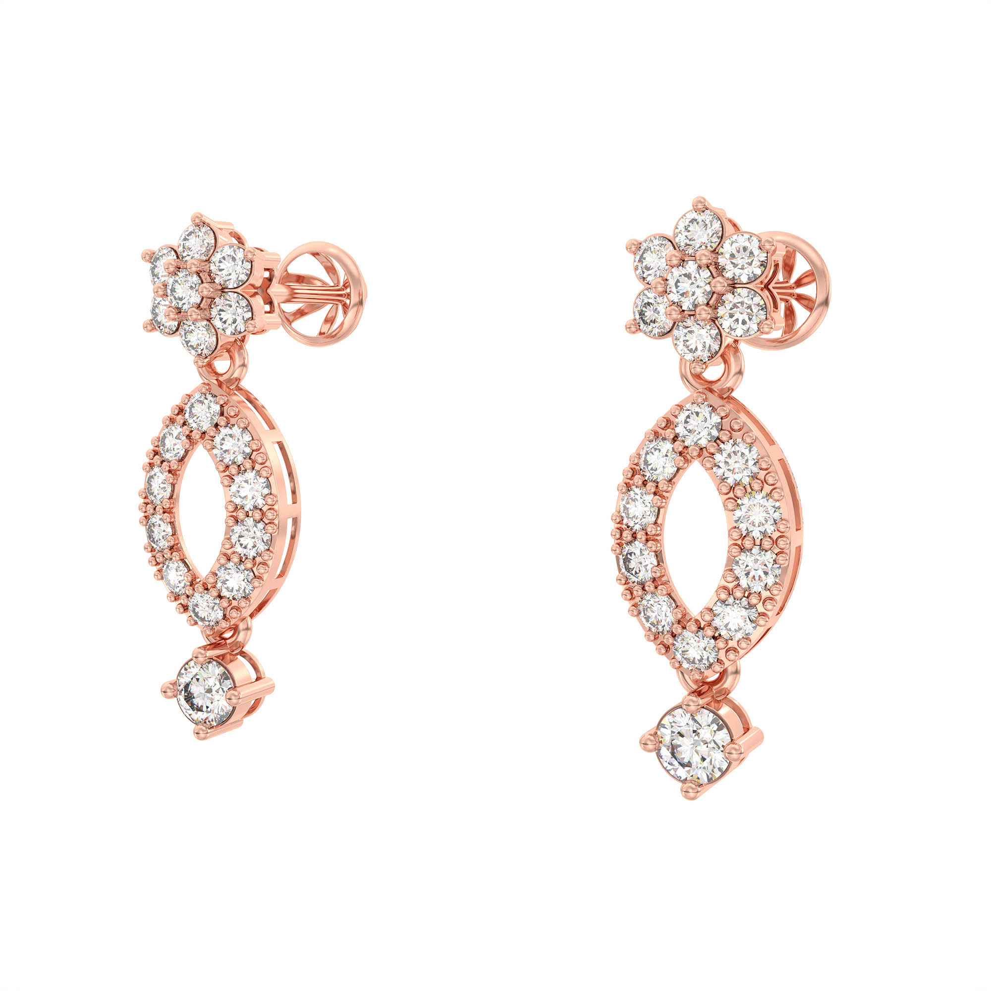 Lab-Grown Diamond Necklace and Earring Set in 18K Rose Gold – 5.19 Ct, 186 Diamonds thumbnail