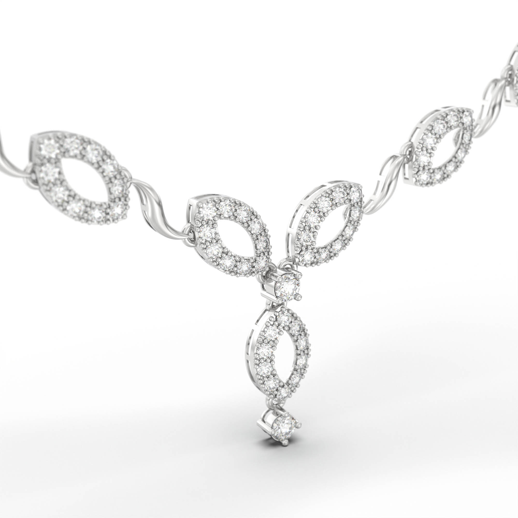 Lab-Grown Diamond Necklace and Earring Set in 18K White Gold – 5.19 Ct, 186 Diamonds thumbnail