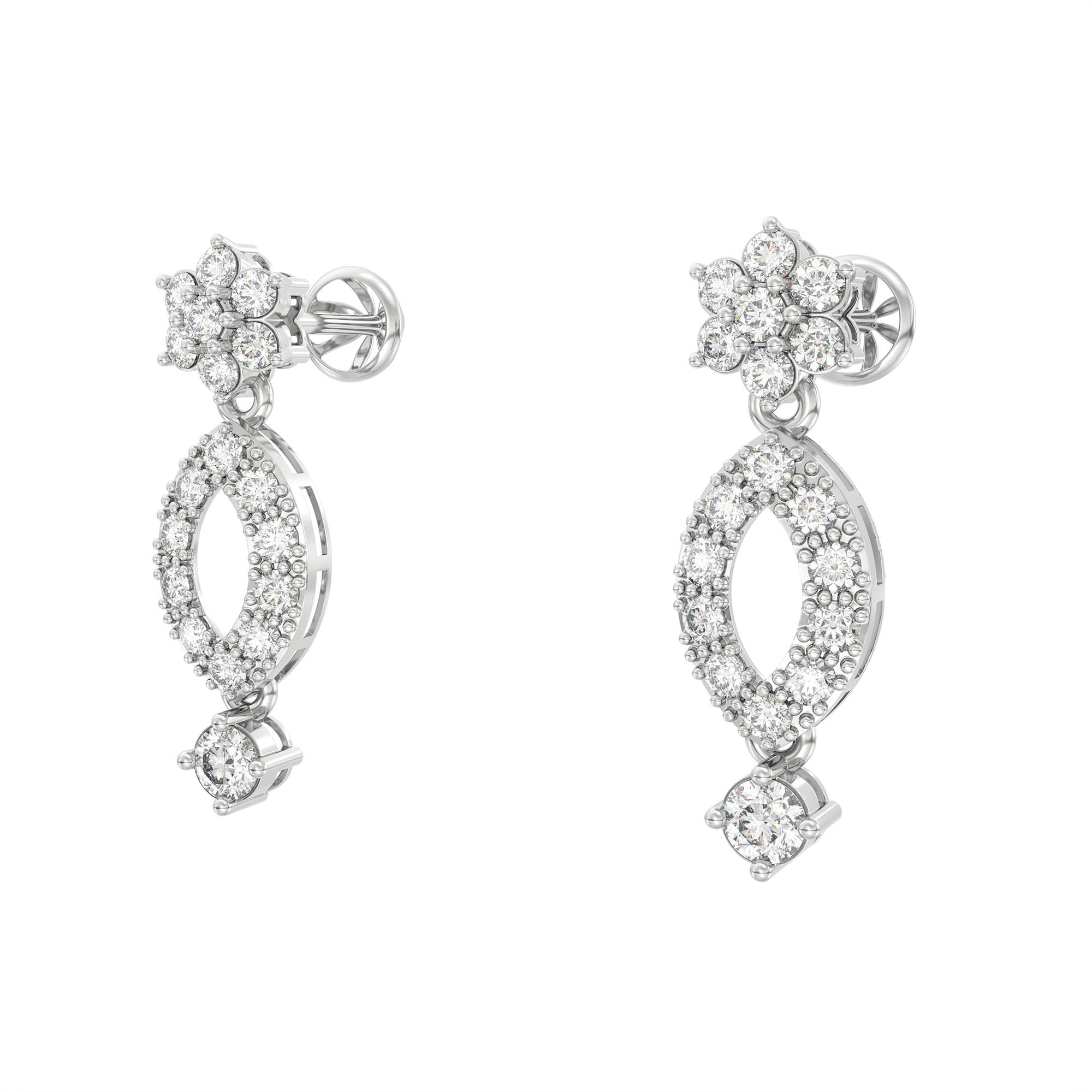 Lab-Grown Diamond Necklace and Earring Set in 18K White Gold – 5.19 Ct, 186 Diamonds thumbnail