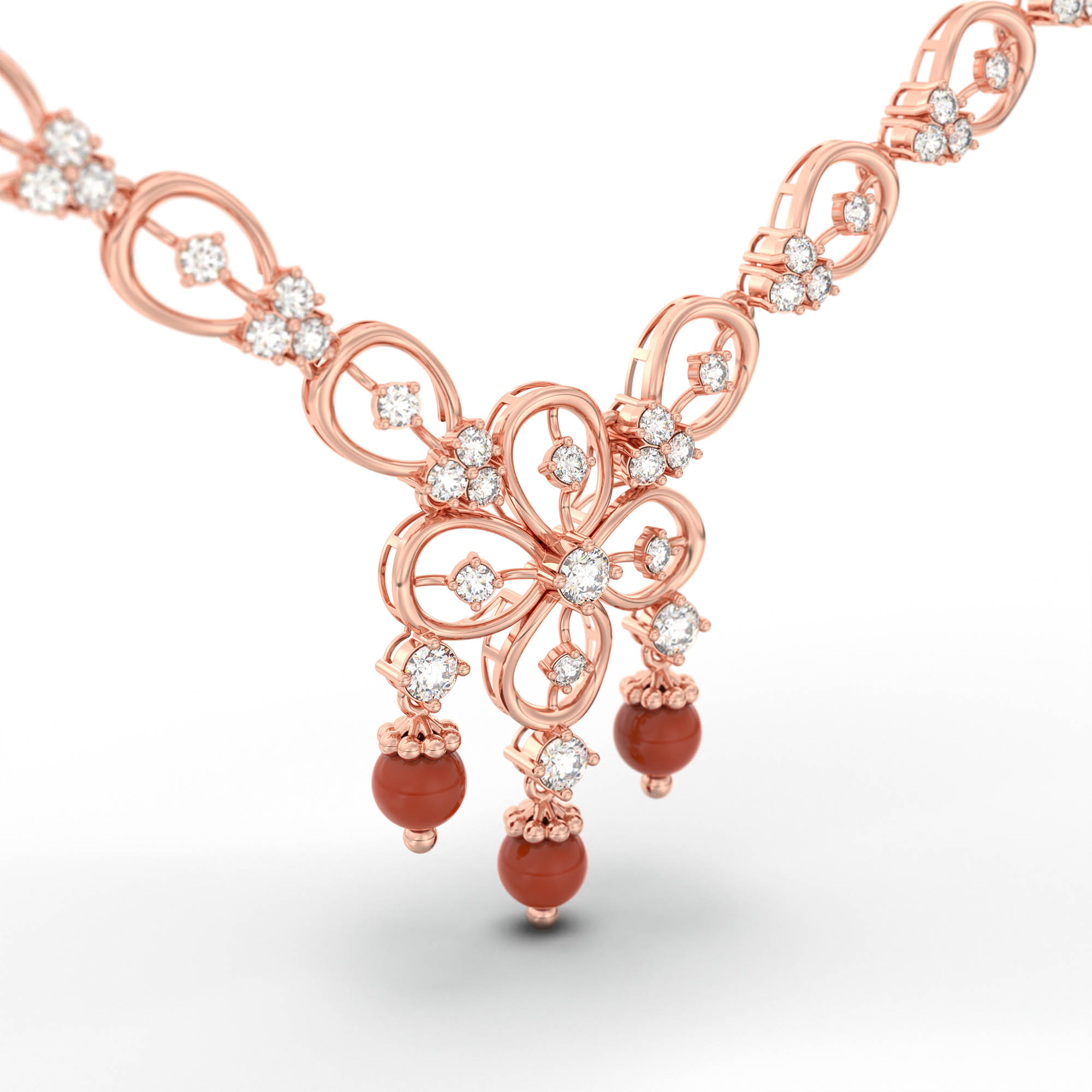Lab-Grown Diamond Necklace and Earring Set in 18K Rose Gold – 3.48 Ct, 94 Diamonds thumbnail