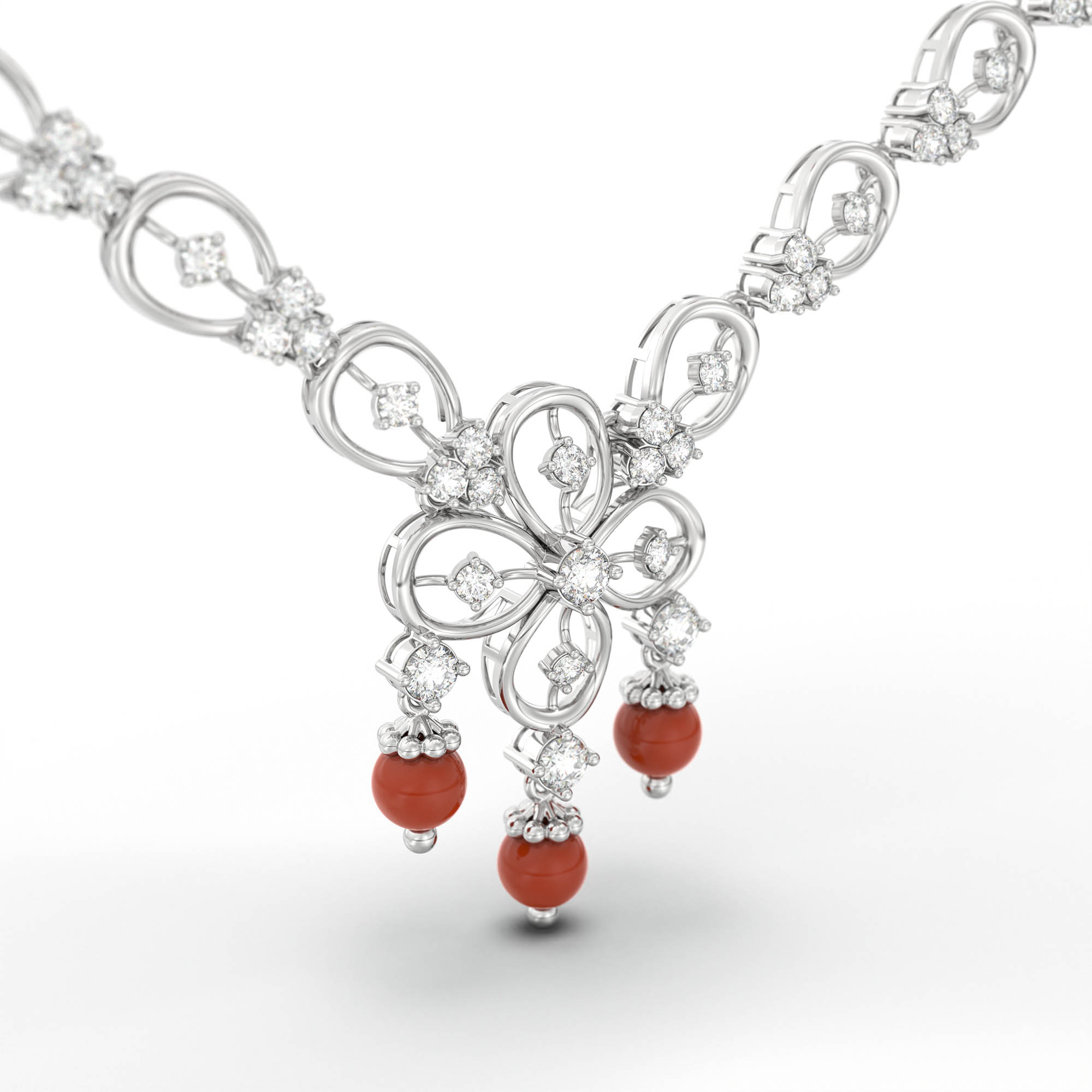 Lab-Grown Diamond Necklace and Earring Set in 18K White Gold – 3.48 Ct, 94 Diamonds thumbnail
