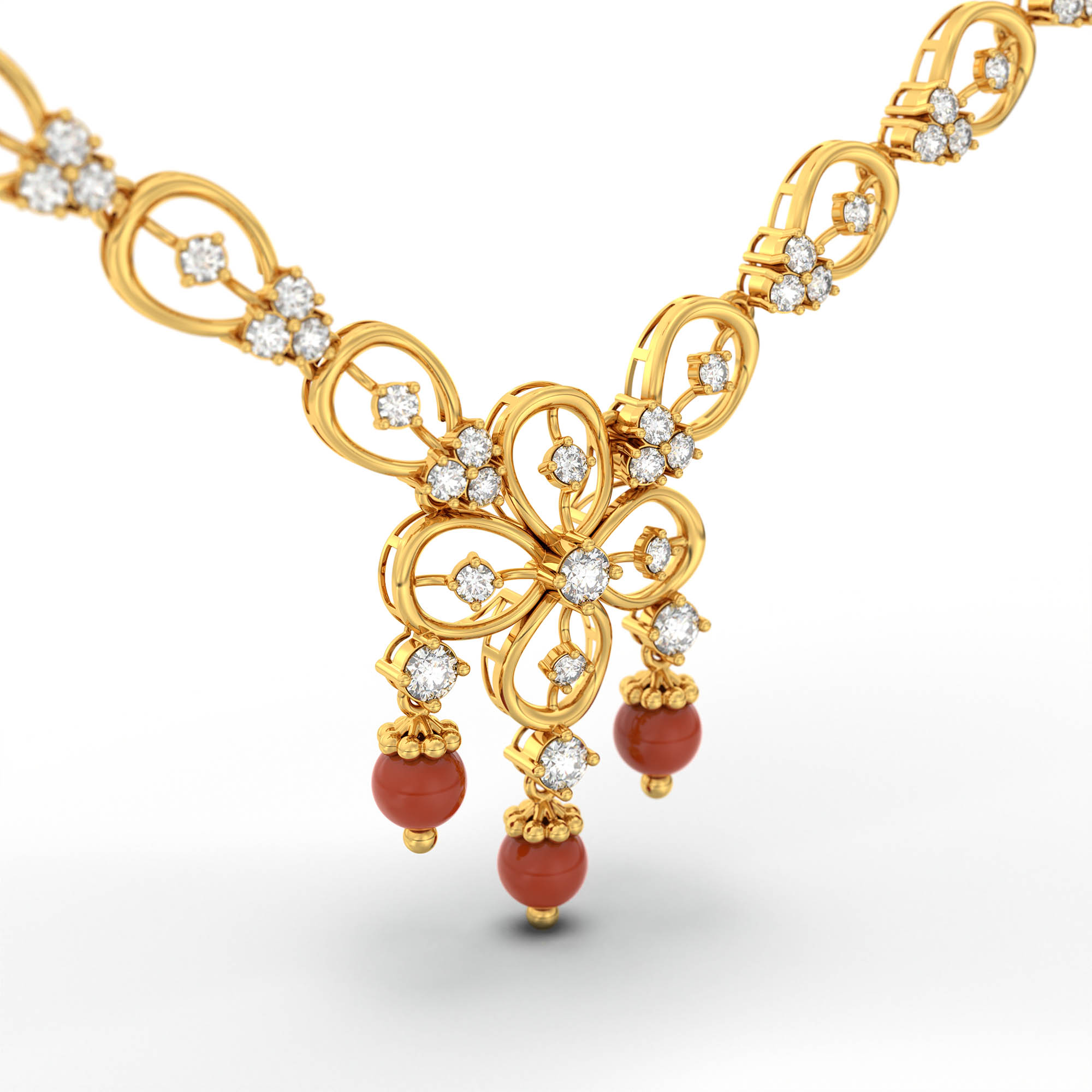 Lab-Grown Diamond Necklace and Earring Set in 22K Yellow Gold – 3.48 Ct, 94 Diamonds thumbnail