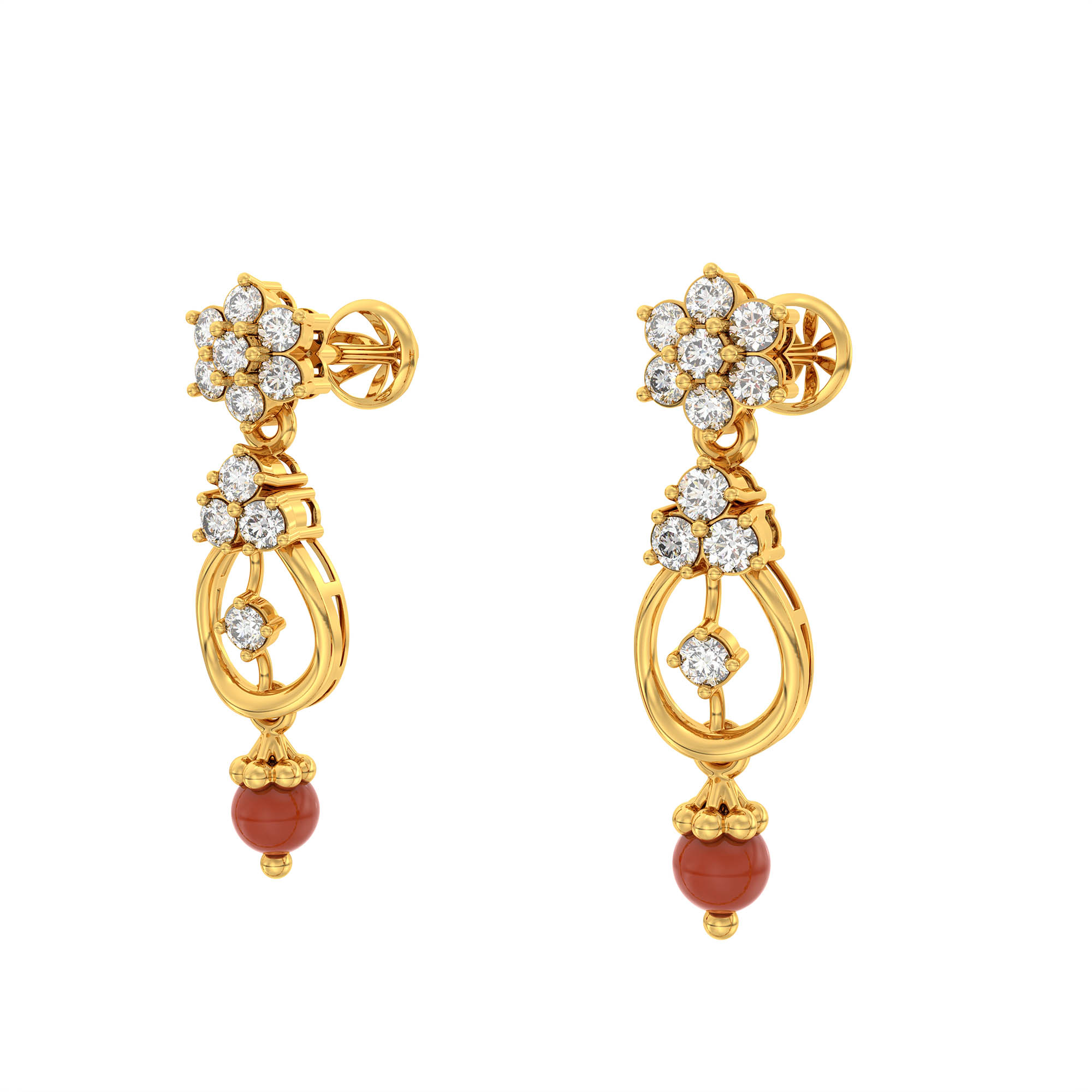 Lab-Grown Diamond Necklace and Earring Set in 22K Yellow Gold – 3.48 Ct, 94 Diamonds thumbnail