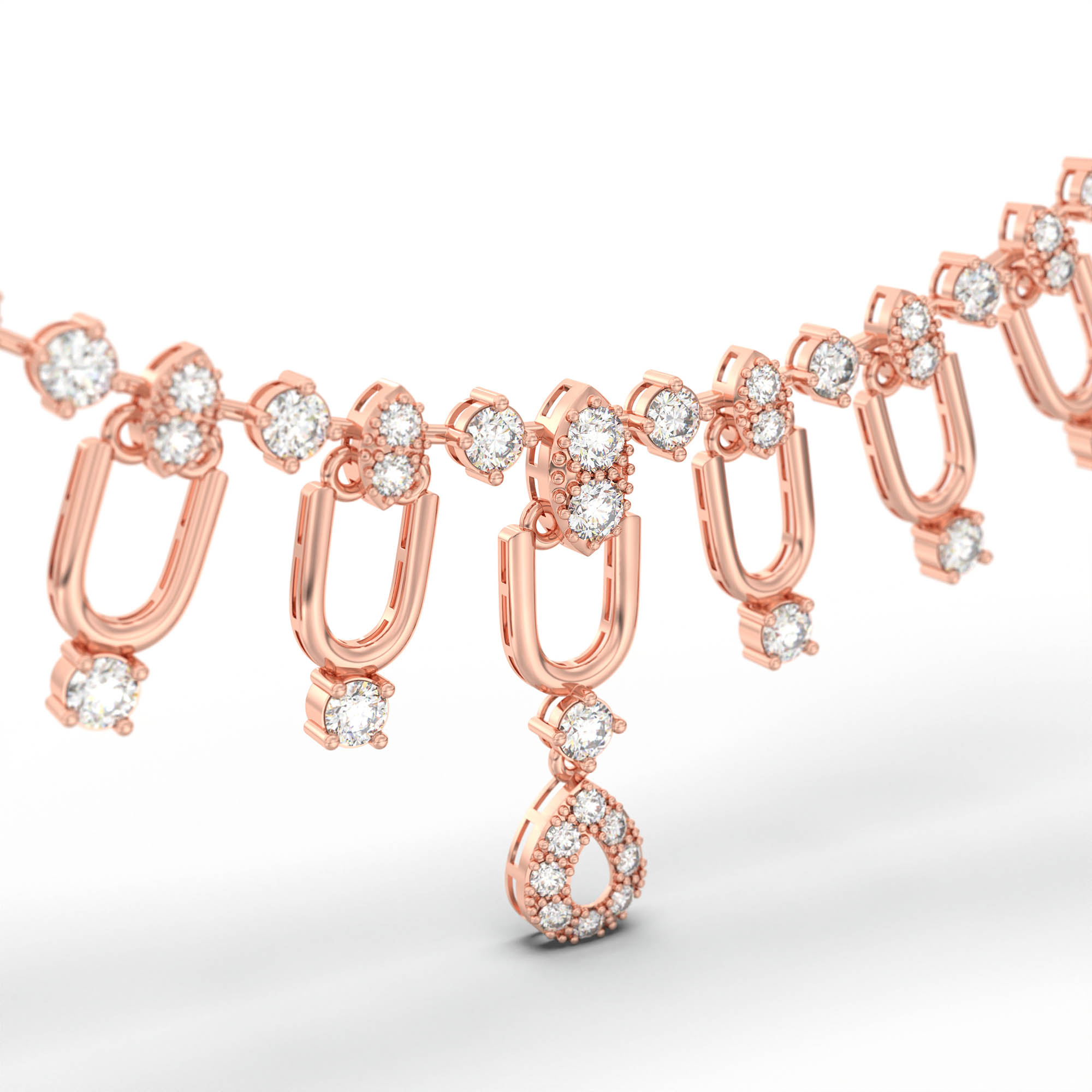Lab-Grown Diamond Necklace and Earring Set in 18K Rose Gold – 6.26 Ct, 105 Diamonds thumbnail
