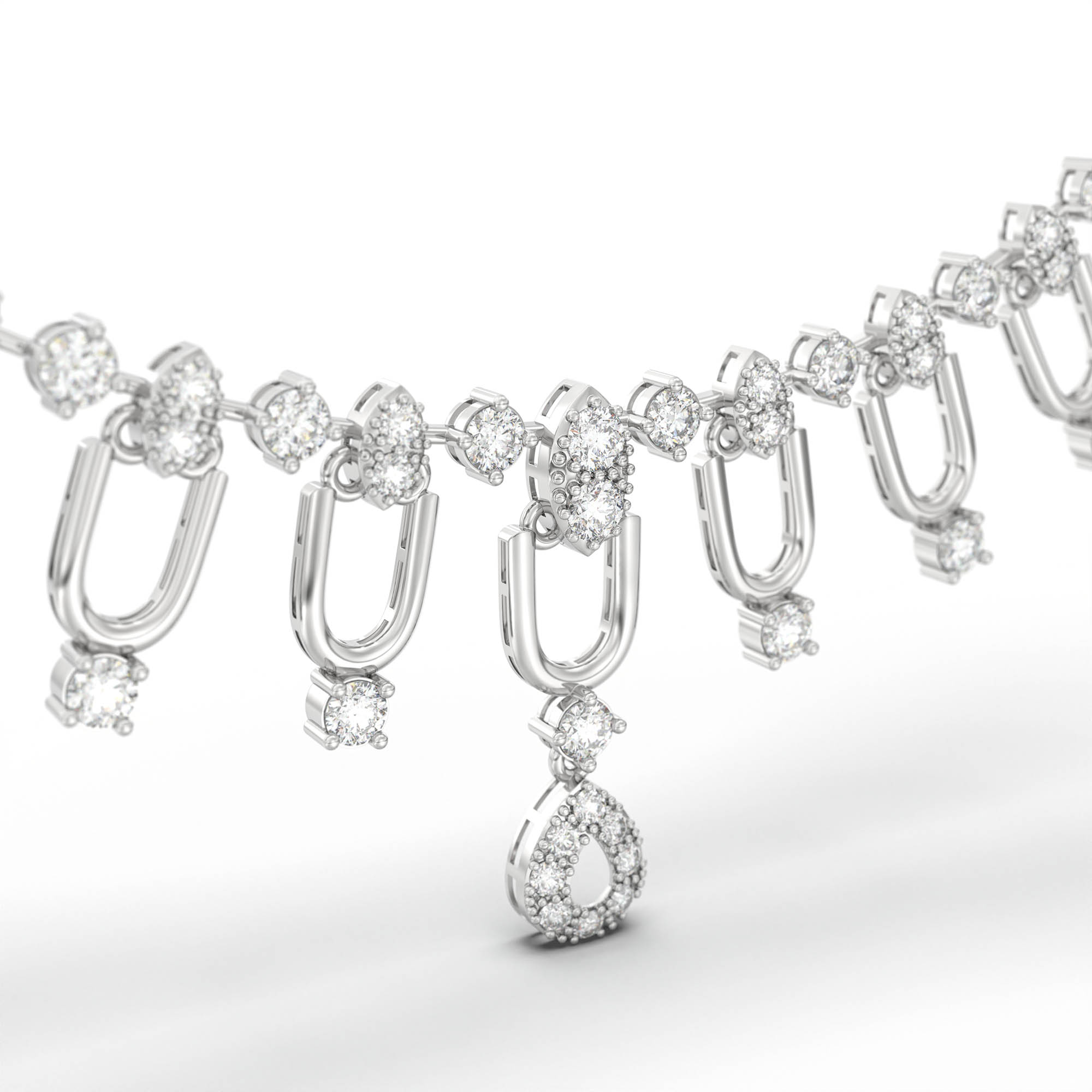 Lab grown Diamond Necklace with earring set in 18K White Gold thumbnail