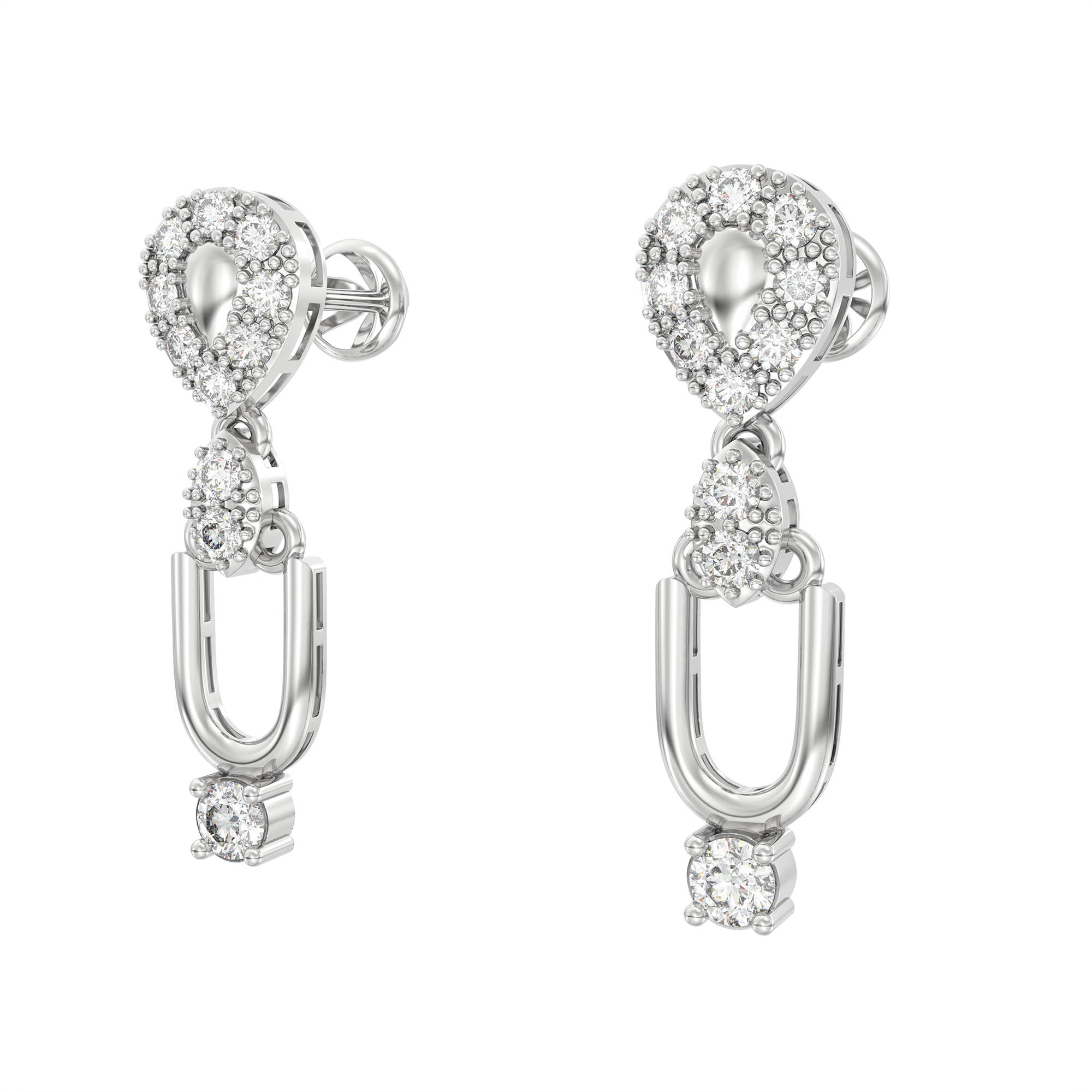Lab grown Diamond Necklace with earring set in 18K White Gold thumbnail