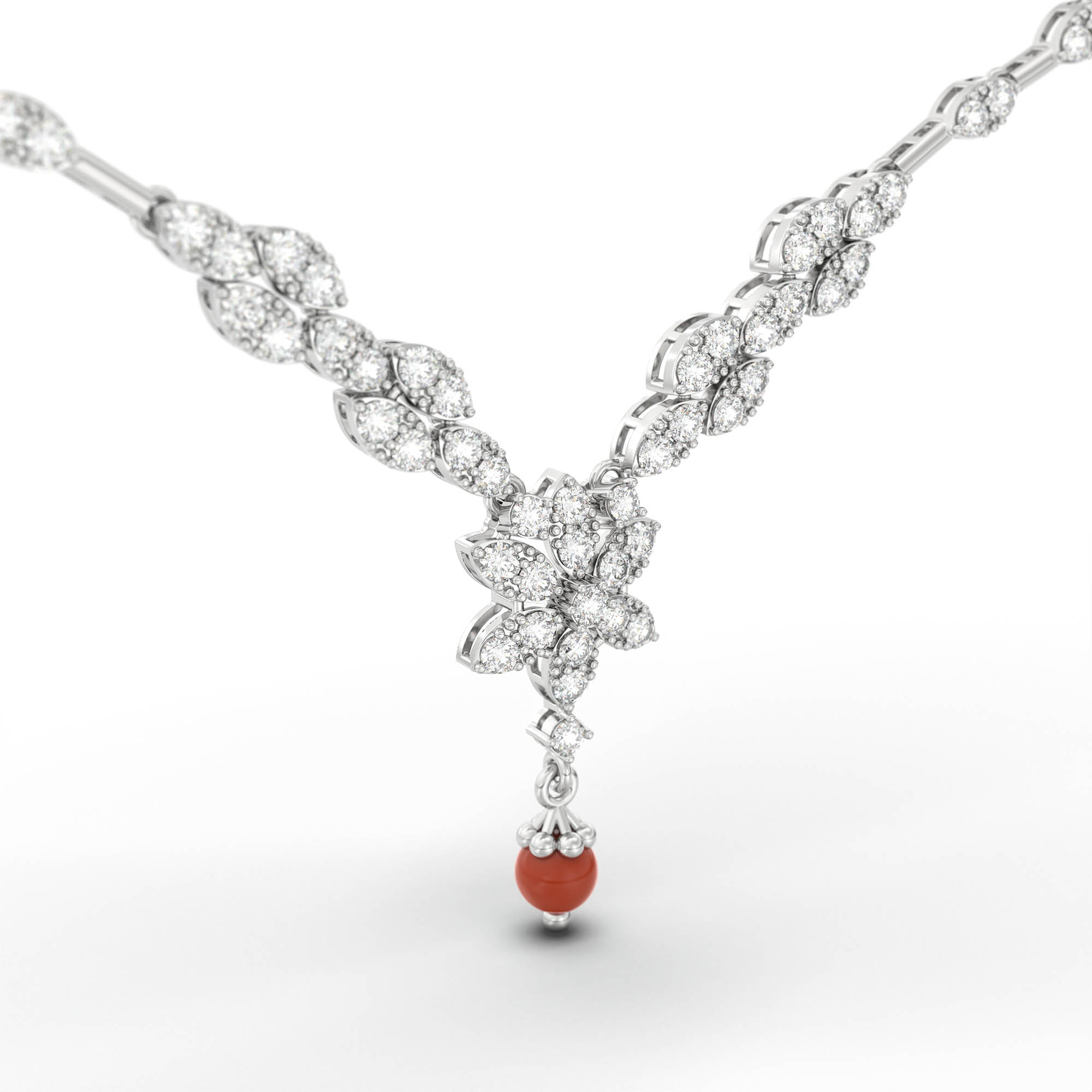 Lab-Grown Diamond Necklace and Earring Set in 18K White Gold – 3.72 Ct, 128 Diamonds thumbnail