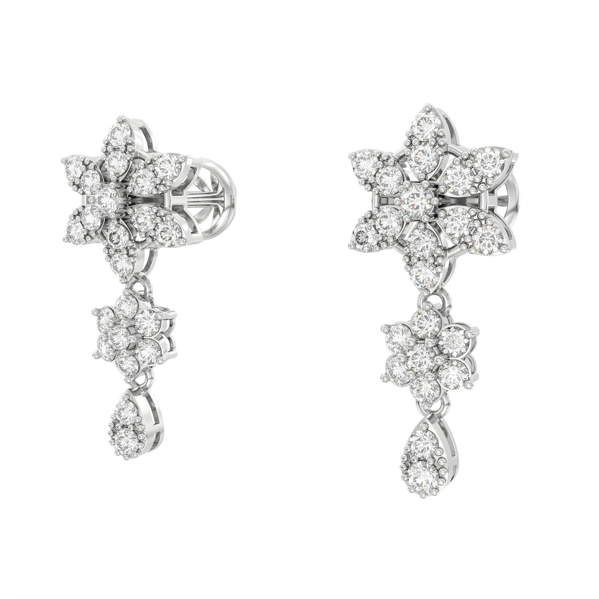 Lab-Grown Diamond Necklace and Earring Set in 18K White Gold – 3.72 Ct, 128 Diamonds thumbnail
