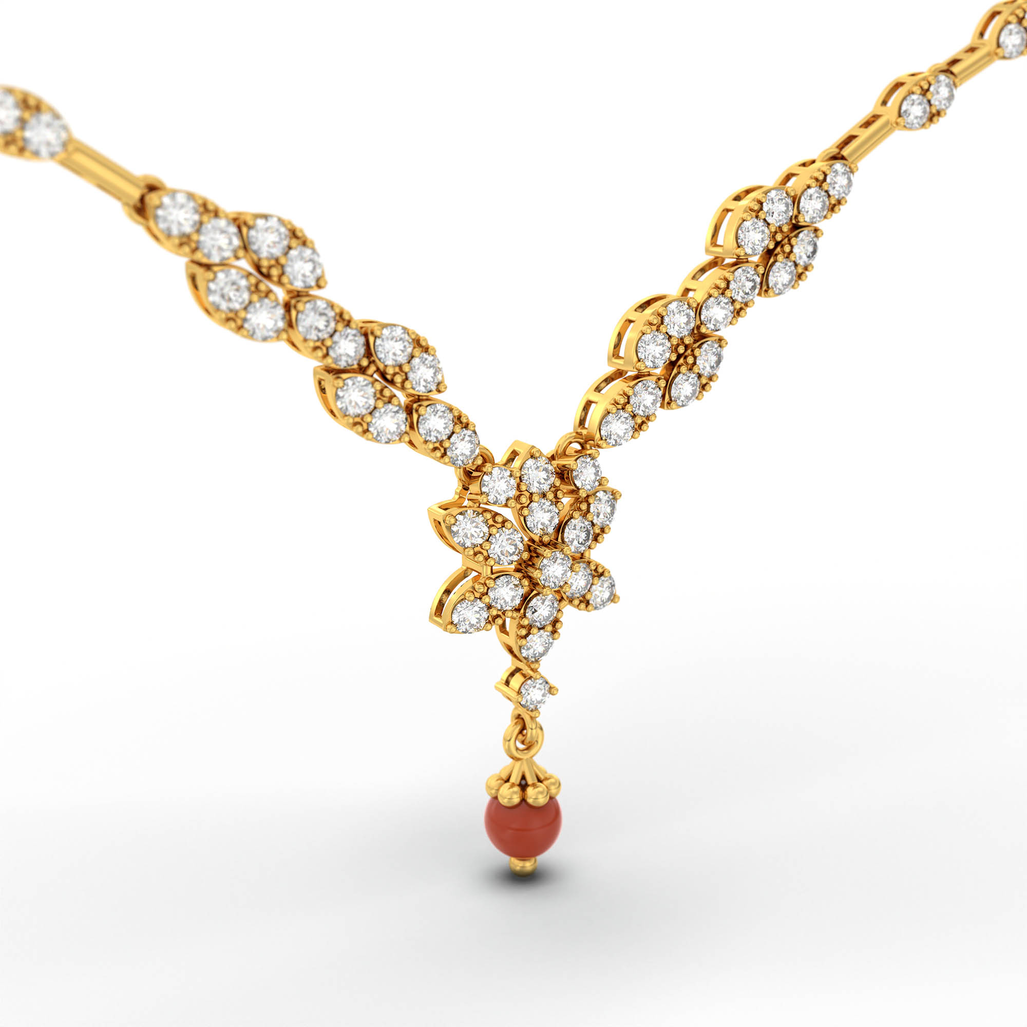 Lab-Grown Diamond Necklace and Earring Set in 22K Yellow Gold – 3.72 Ct, 128 Diamonds thumbnail