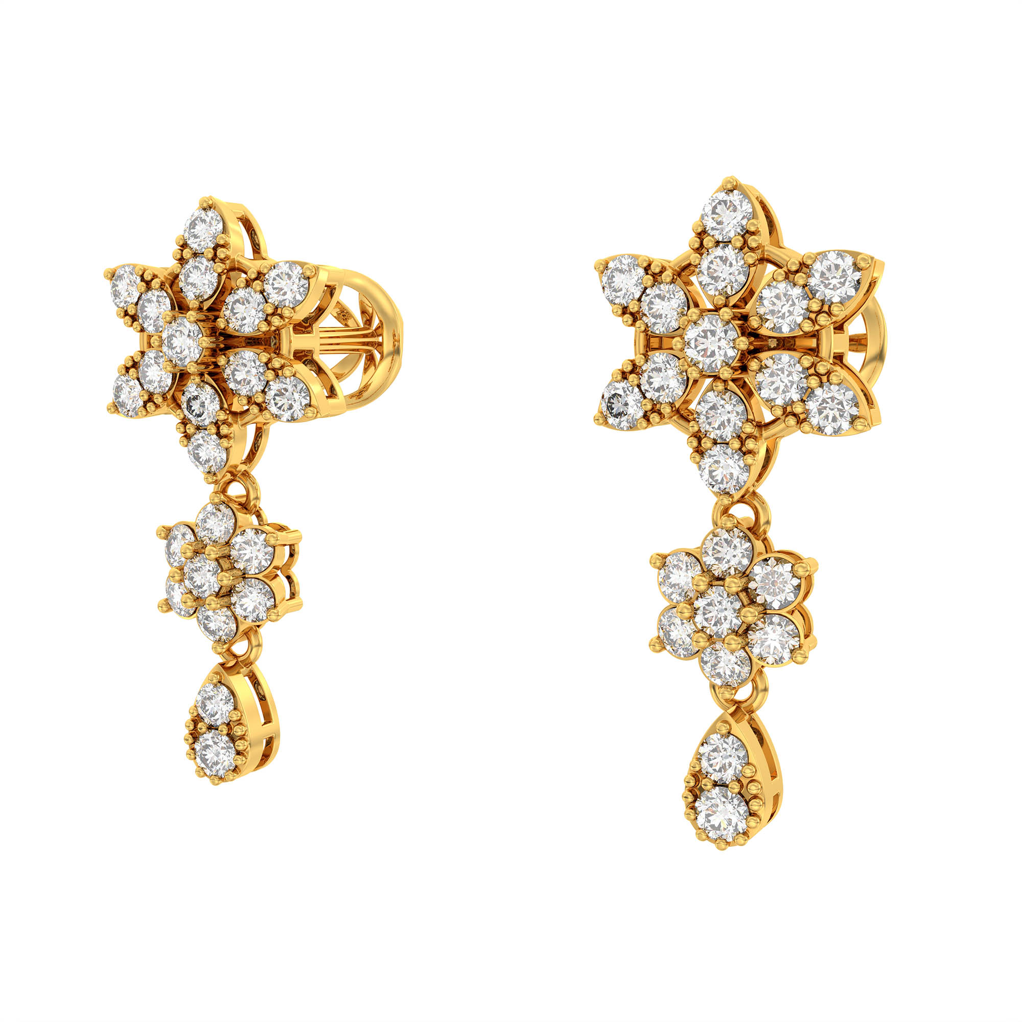 Lab-Grown Diamond Necklace and Earring Set in 22K Yellow Gold – 3.72 Ct, 128 Diamonds thumbnail