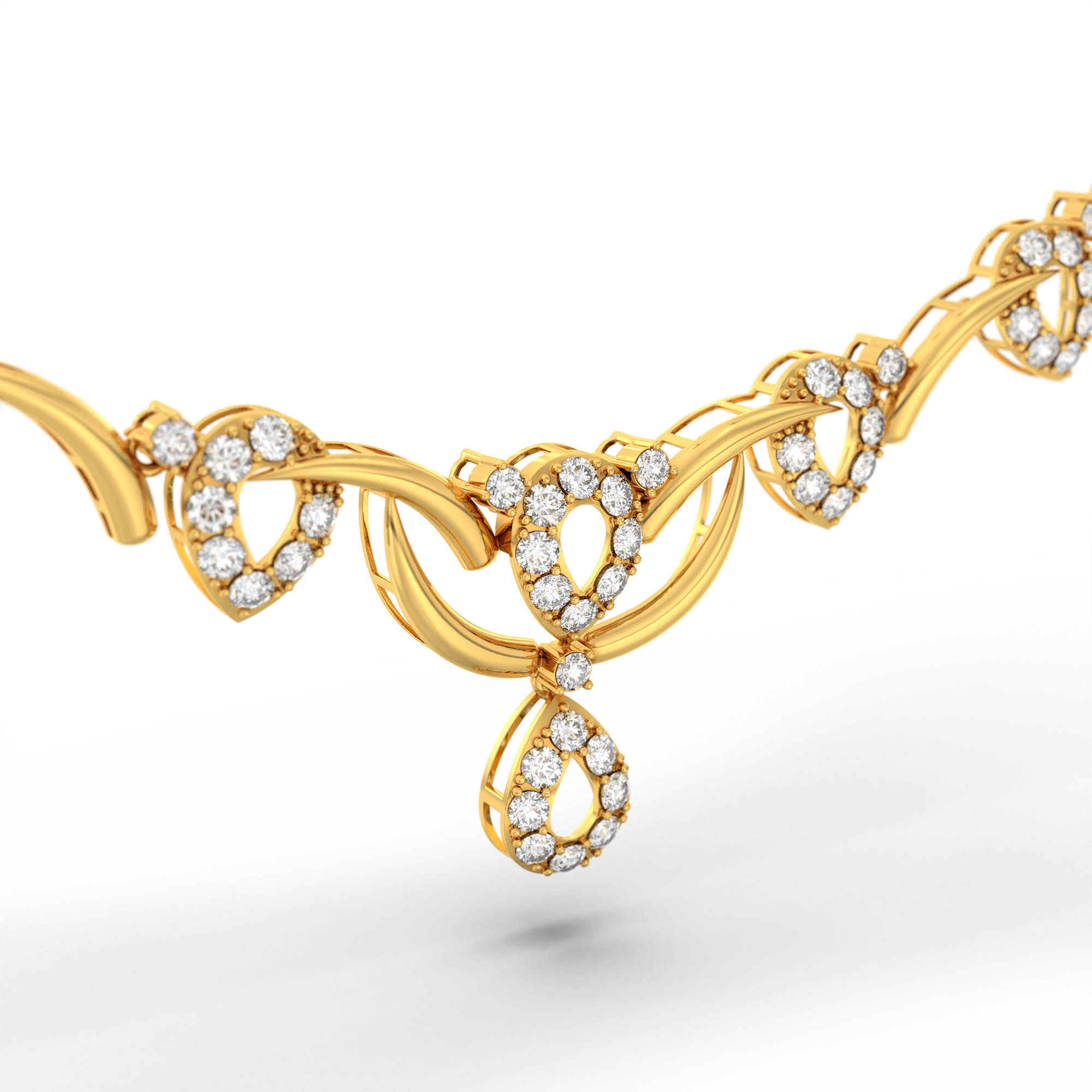Lab-Grown Diamond Necklace and Earring Set in 22K Yellow Gold – 4.58 Ct, 137 Diamonds thumbnail