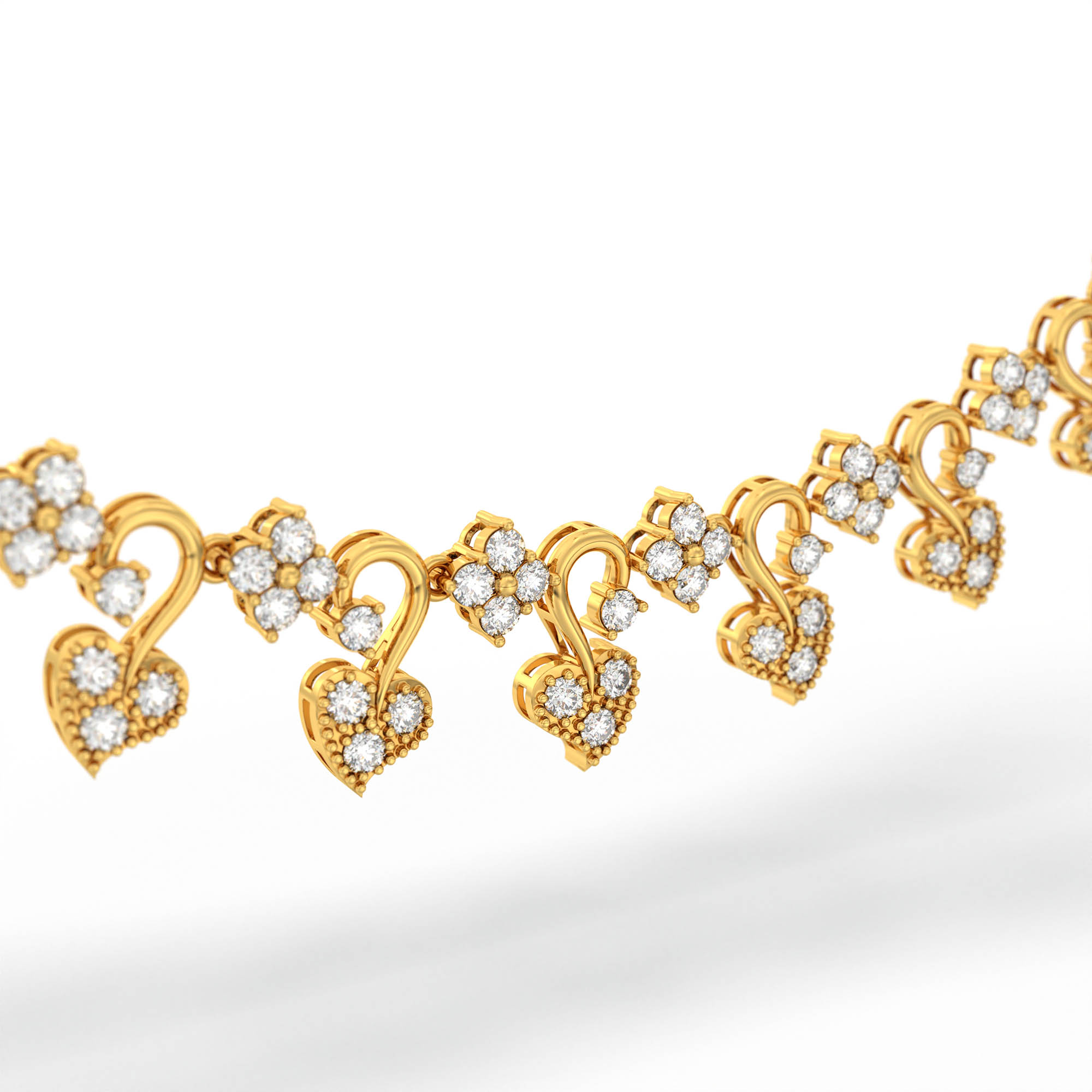 Lab-Grown Diamond Necklace and Earring Set in 22K Yellow Gold – 5.04 Ct, 144 Diamonds thumbnail
