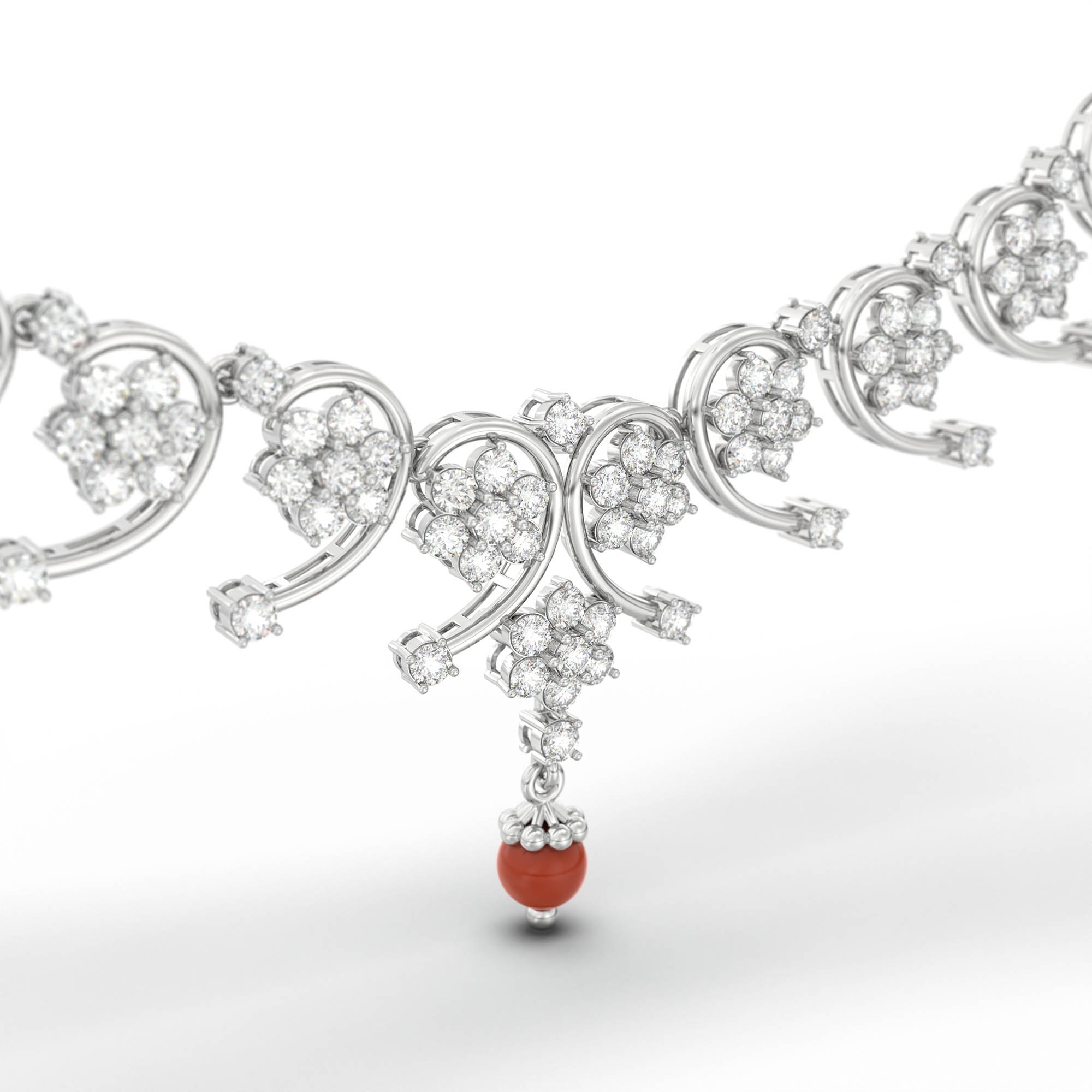 Lab-Grown Diamond Necklace and Earring Set in 18K White Gold – 5.8 Ct, 169 Diamonds thumbnail
