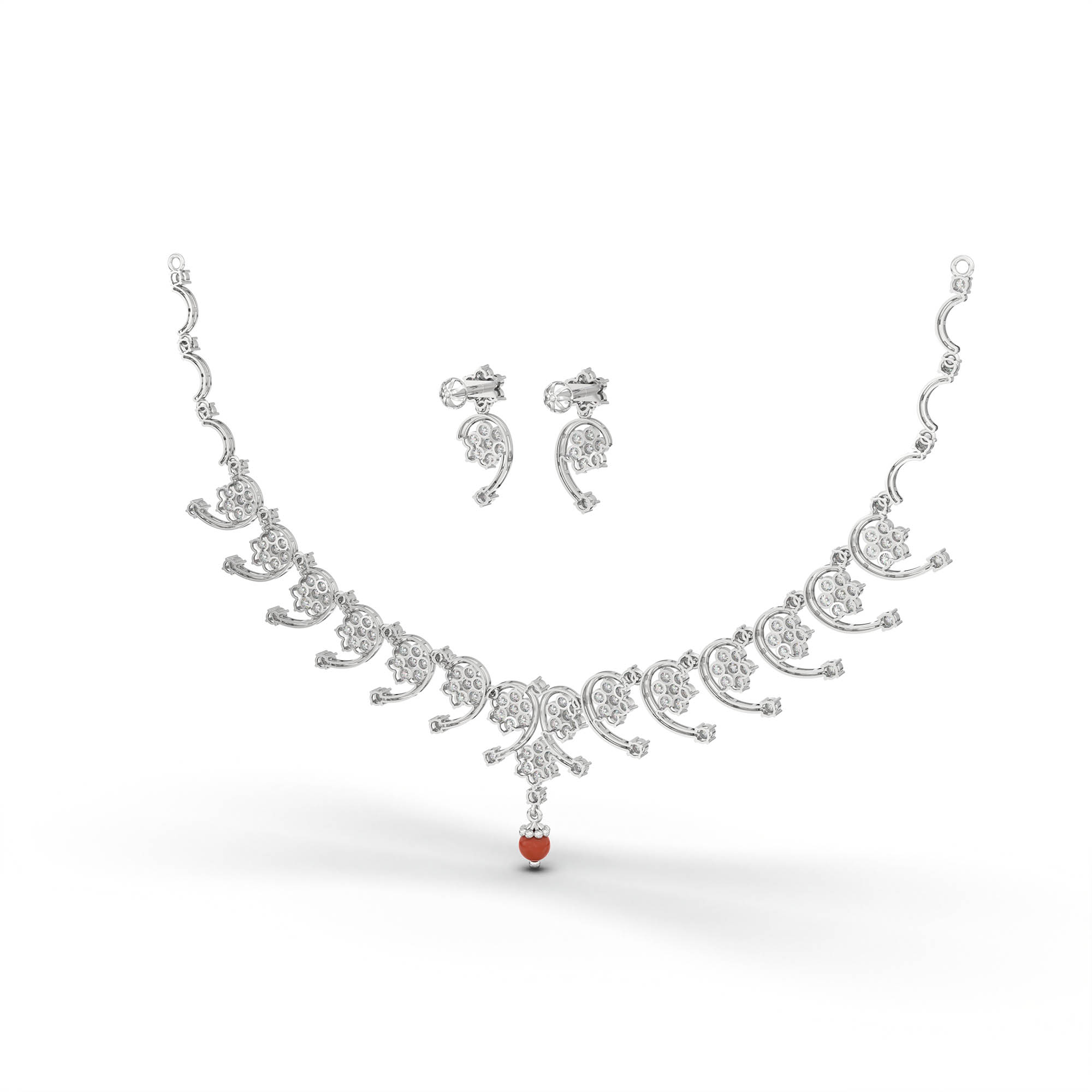 Lab-Grown Diamond Necklace and Earring Set in 18K White Gold – 5.8 Ct, 169 Diamonds thumbnail