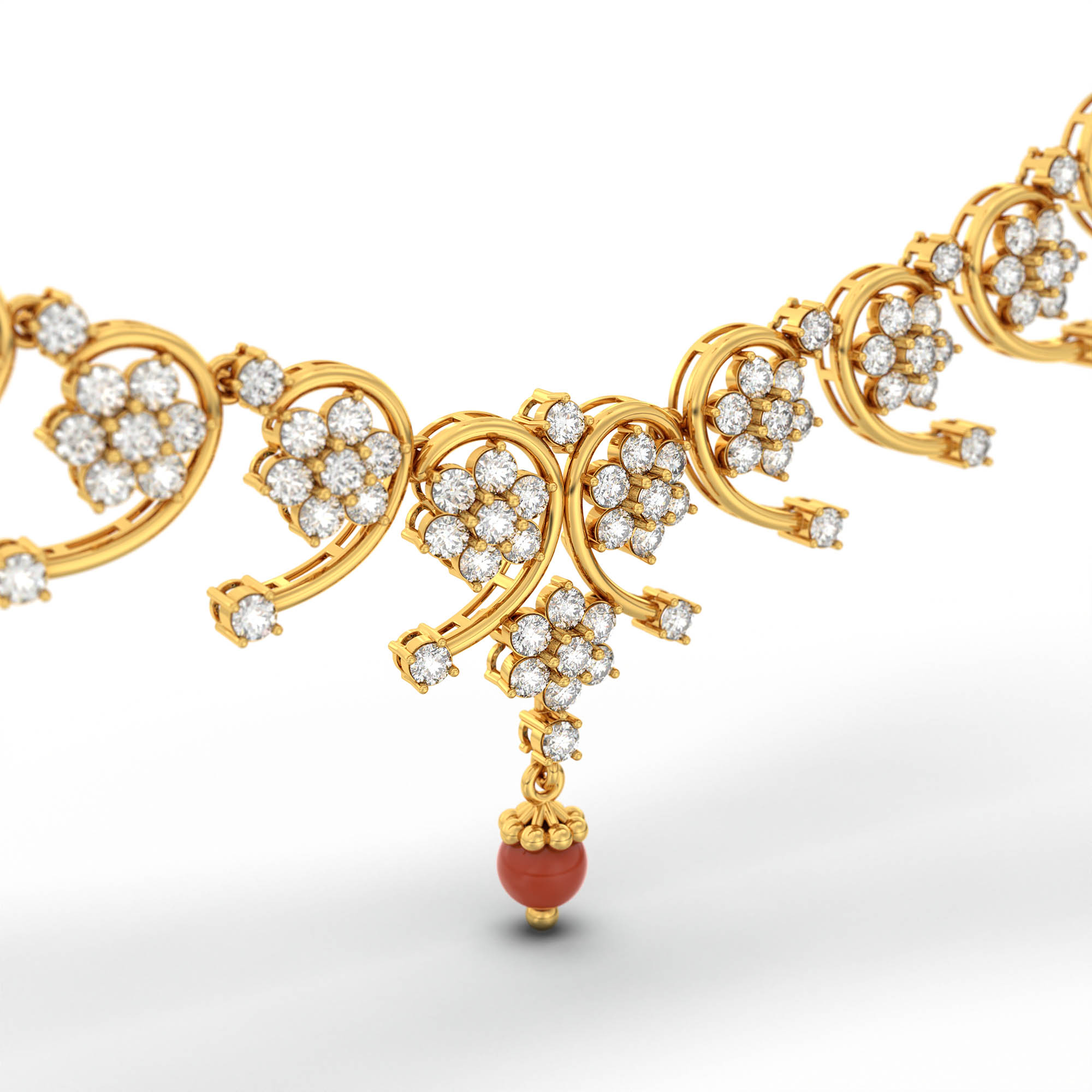 Lab-Grown Diamond Necklace and Earring Set in 22K Yellow Gold – 5.8 Ct, 169 Diamonds thumbnail