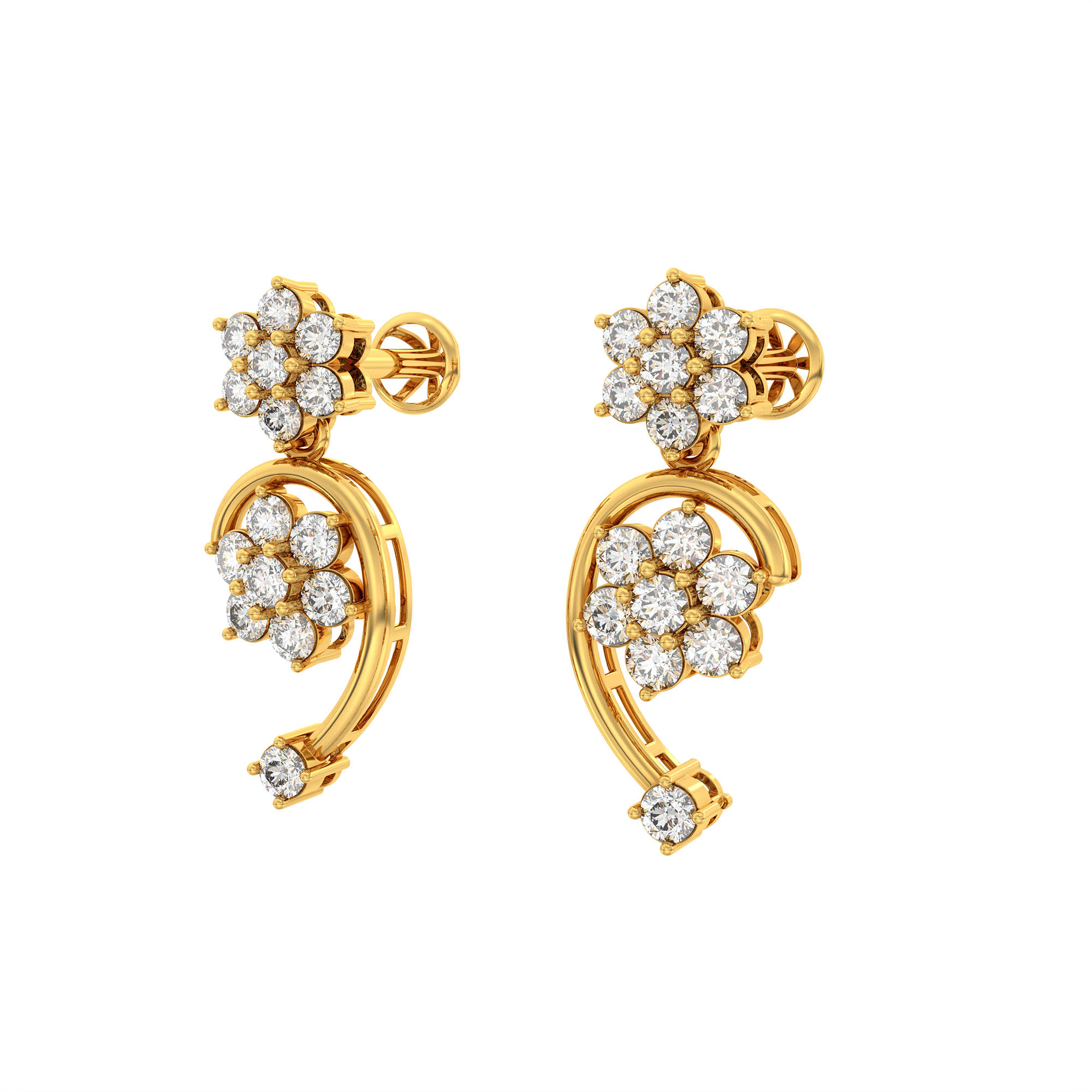 Lab-Grown Diamond Necklace and Earring Set in 22K Yellow Gold – 5.8 Ct, 169 Diamonds thumbnail