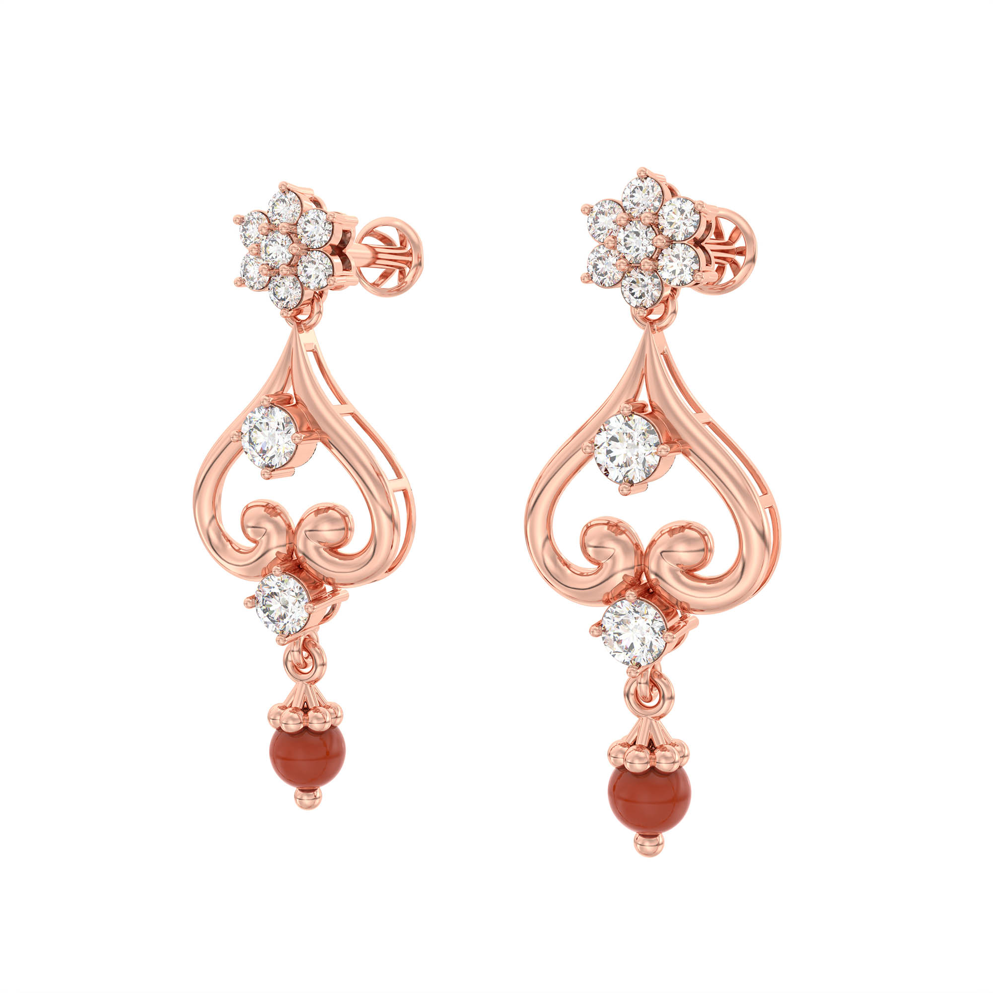 Lab grown Diamond Necklace with earring set in 18K Rose Gold thumbnail