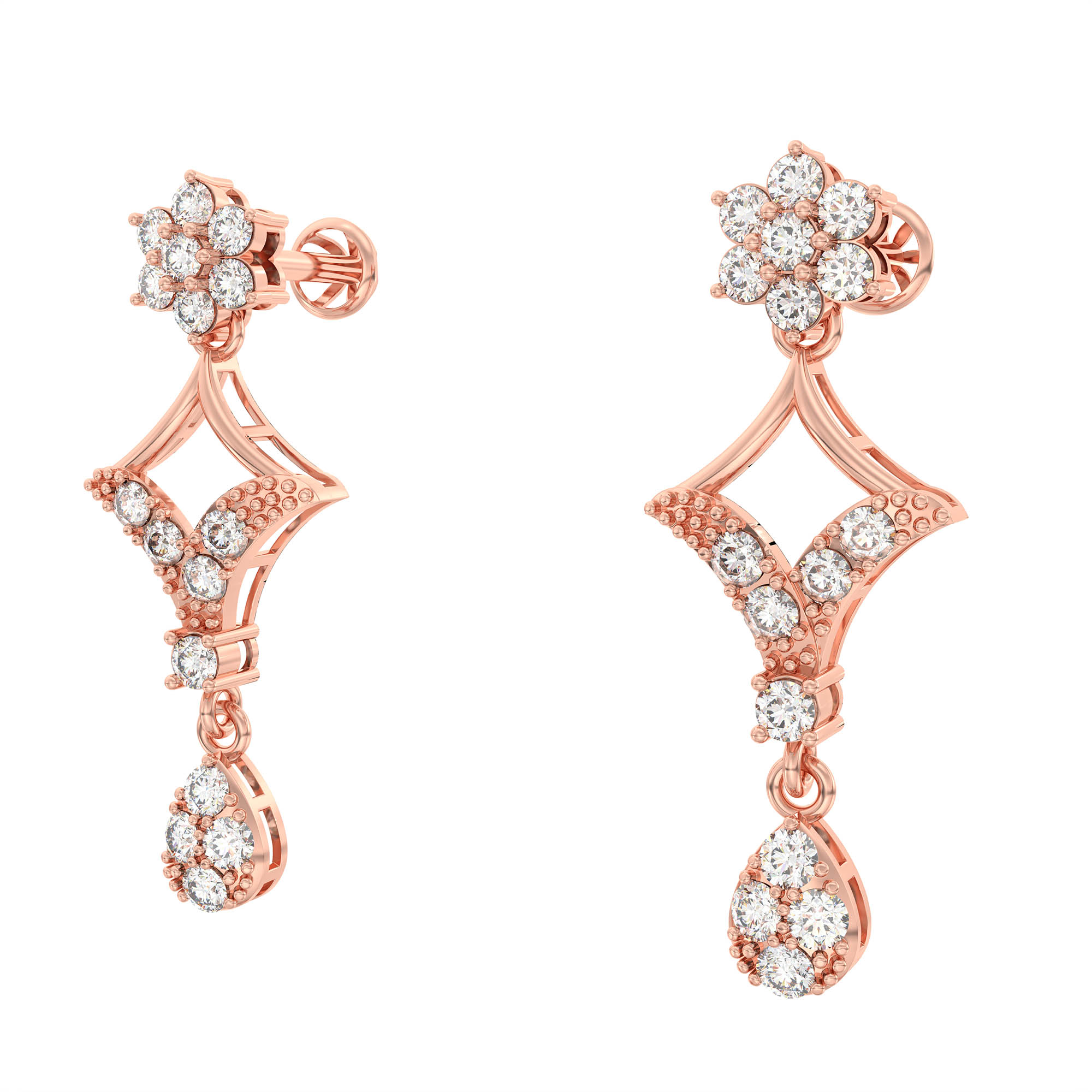 Lab-Grown Diamond Necklace and Earring Set in 18K Rose Gold – 3.6 Ct, 114 Diamonds thumbnail
