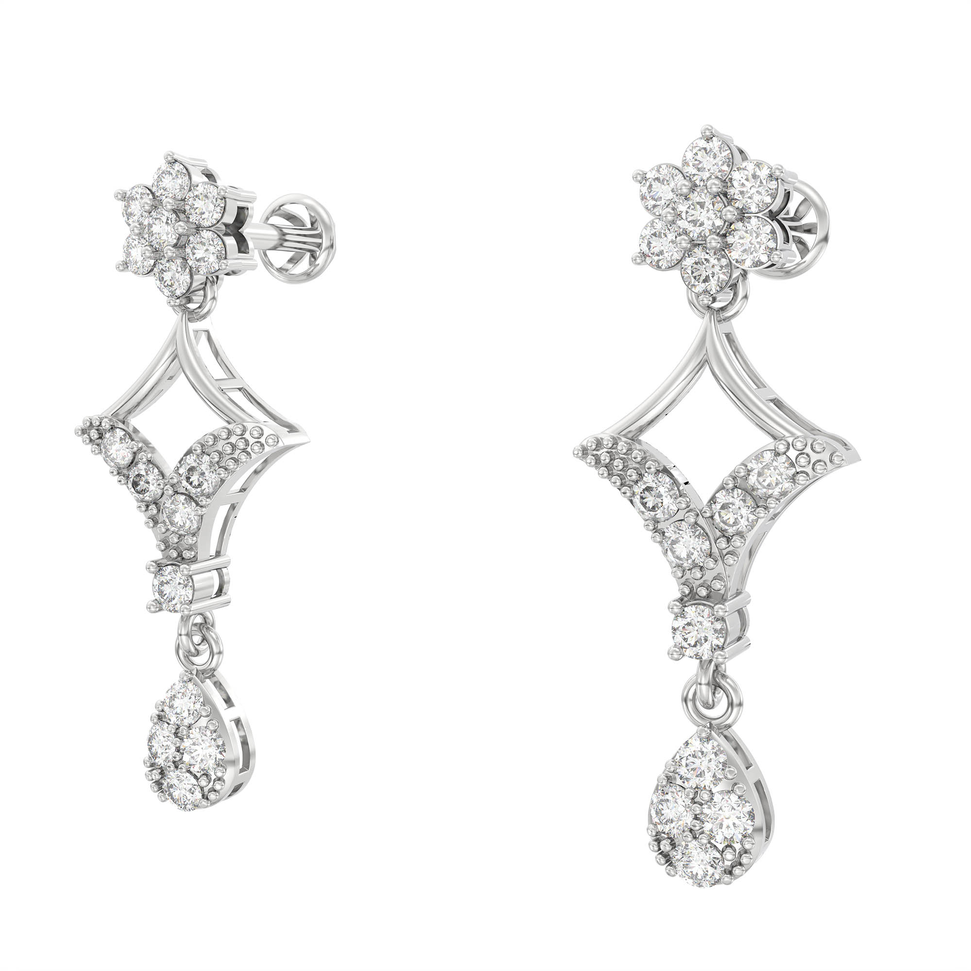 Lab-Grown Diamond Necklace and Earring Set in 18K White Gold – 3.6 Ct, 114 Diamonds thumbnail