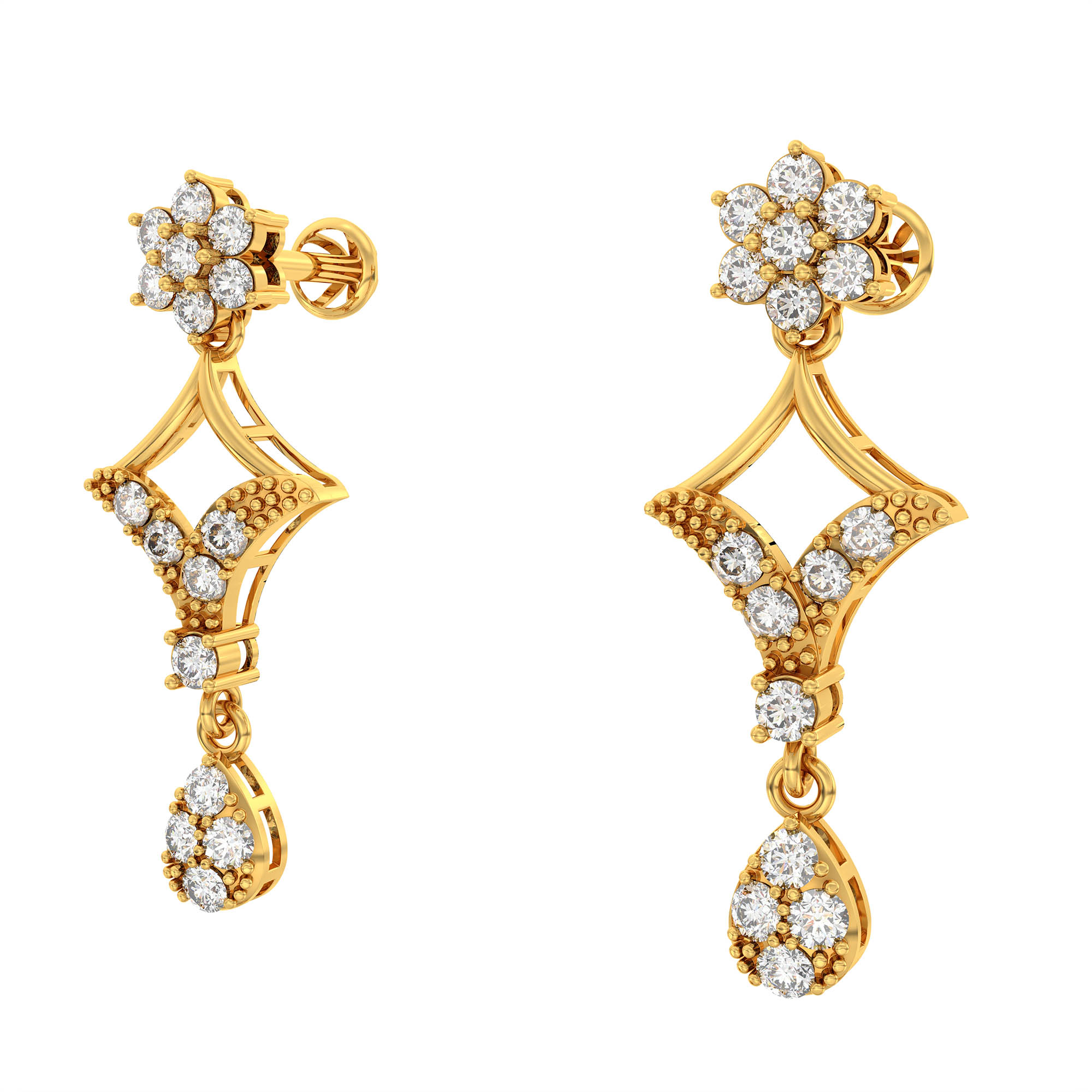 Lab-Grown Diamond Necklace and Earring Set in 22K Yellow Gold – 3.6 Ct, 114 Diamonds thumbnail