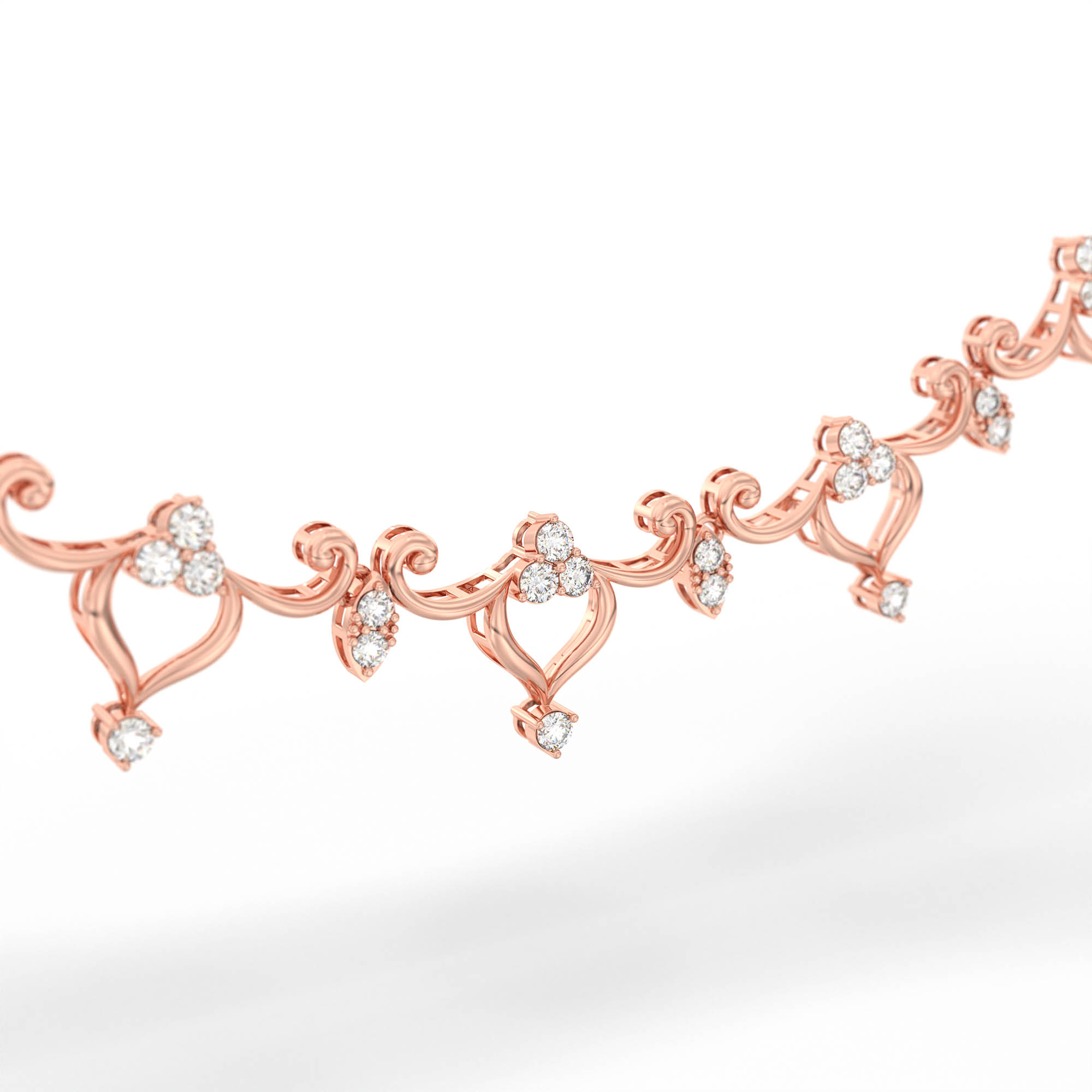 Lab grown Diamond Necklace with earring set in 18K Rose Gold thumbnail