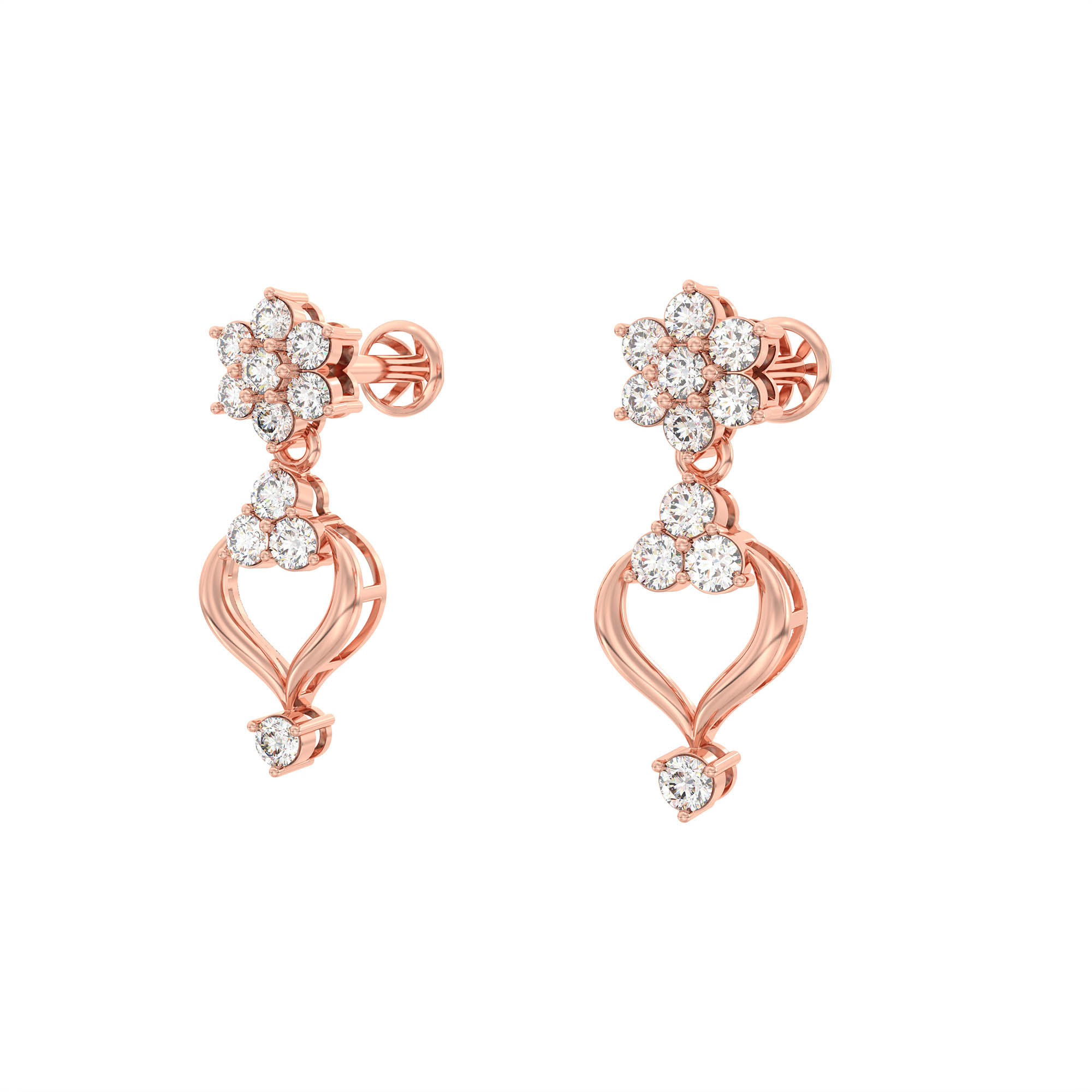 Lab grown Diamond Necklace with earring set in 18K Rose Gold thumbnail